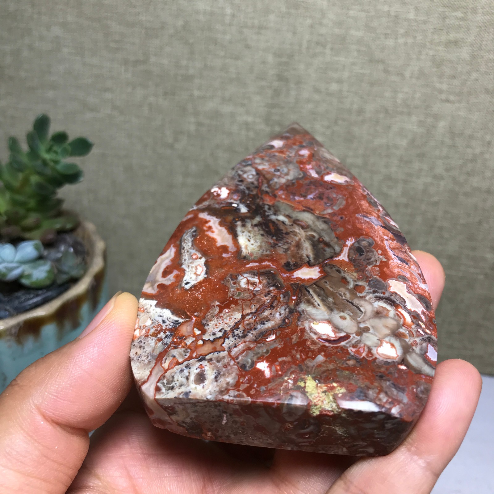 Natural Indonesian Bloodstone agate point leaf Crystal specimens 188g A5132