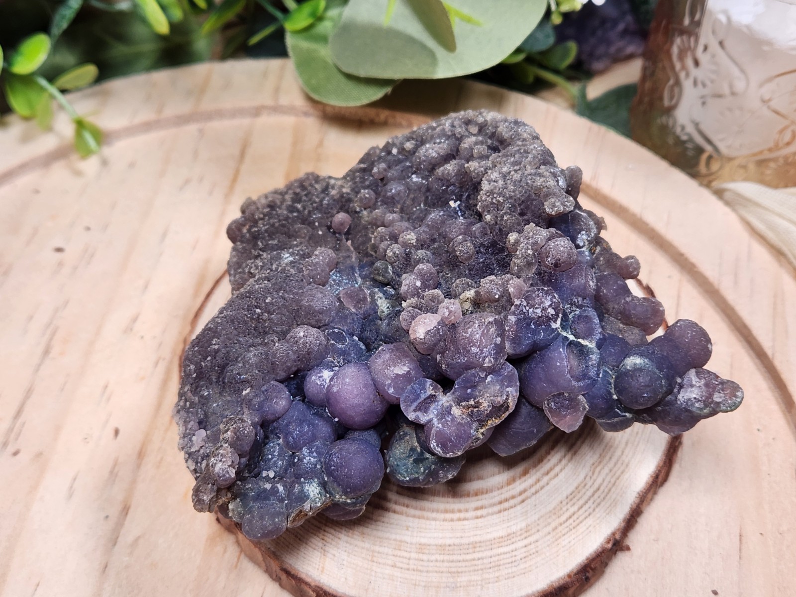 236g Large Purple Grape Agate Crystal Cluster, Botryoidal Chalcedony, INDONESIA