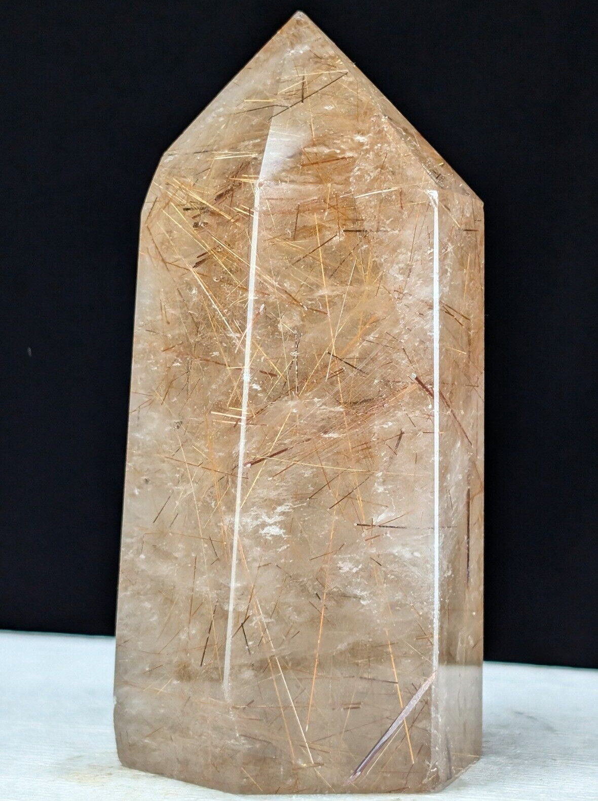 Golden Rutile Tower Rutilated Point Crystal Quartz Chakra Gemstone