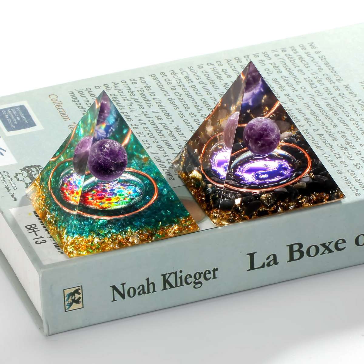Orgonite Pyramid Amethyst Peridot Healing Crystal Energy Orgone EMF Protection