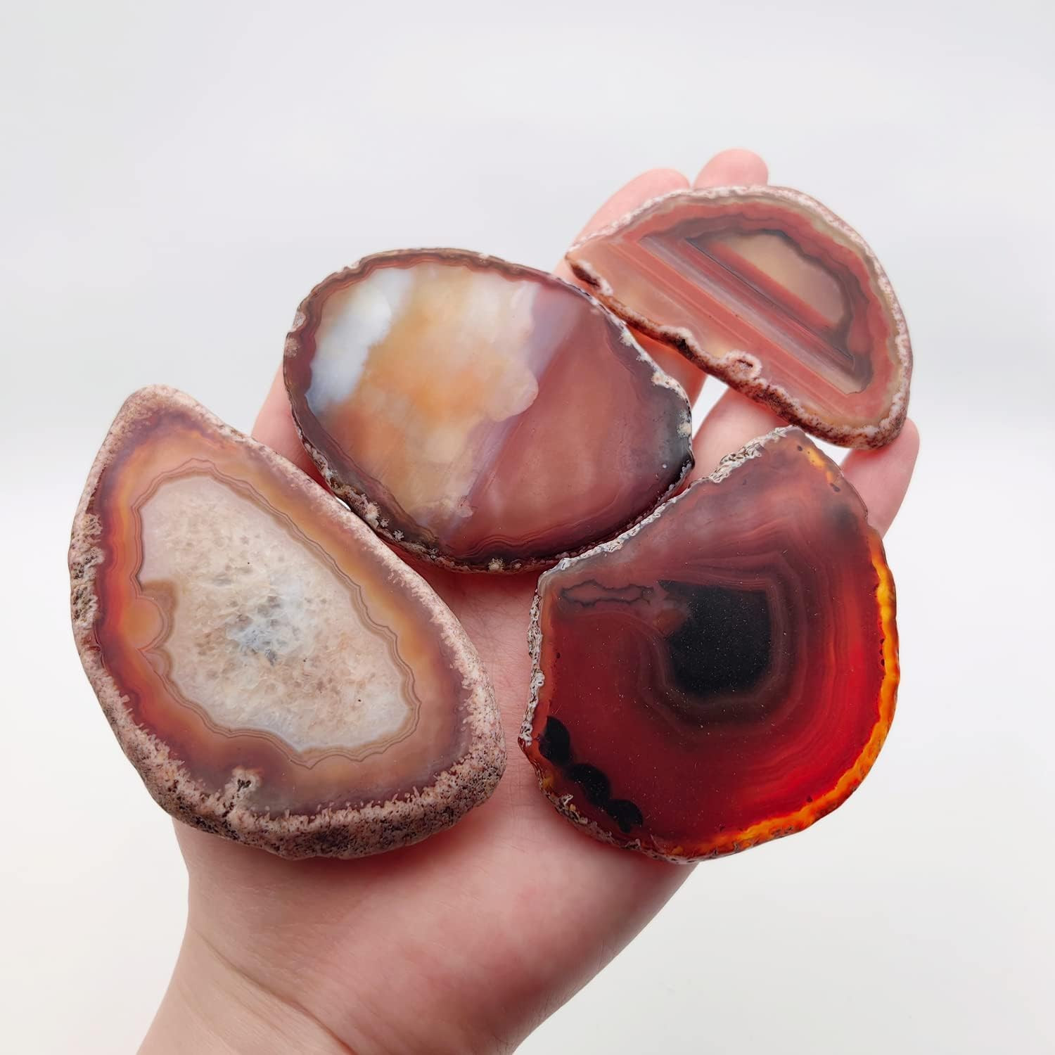 15Pcs Orange Red Agate Stone Slice Bulk Irregular Polished Agate Table Place Car