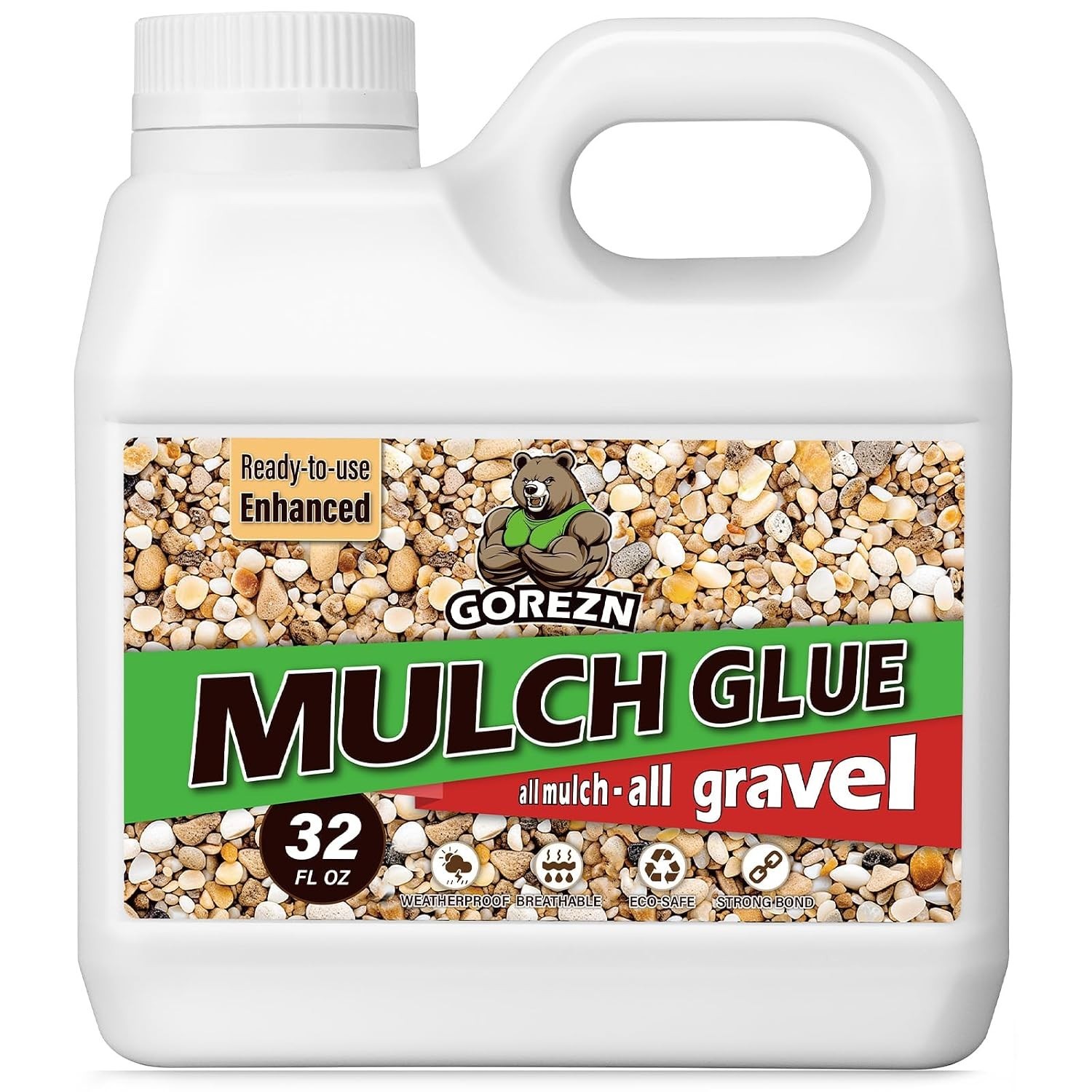 Mulch Glue for Landscaping – 32 Oz Anti-Clogging Adhesive for Stones & Bark