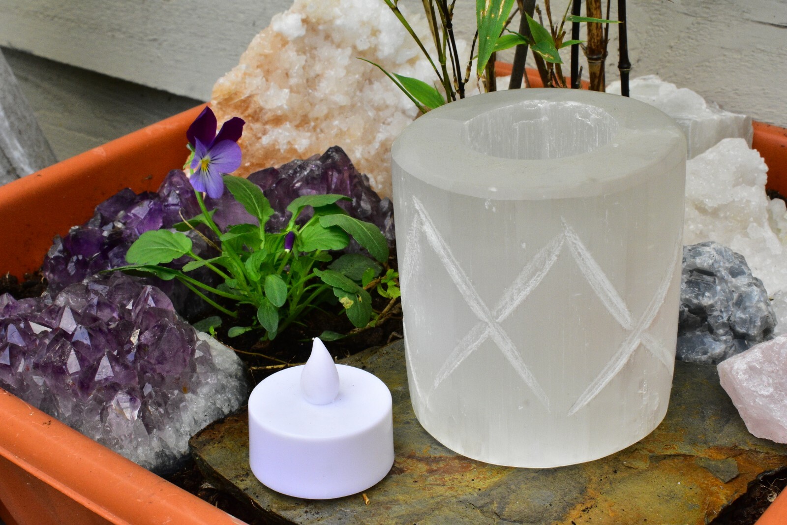 Selenite Crystal Candle Holders✔ Heart, Cube, Spiral, Pine Cone All Shapes✔ UK✔