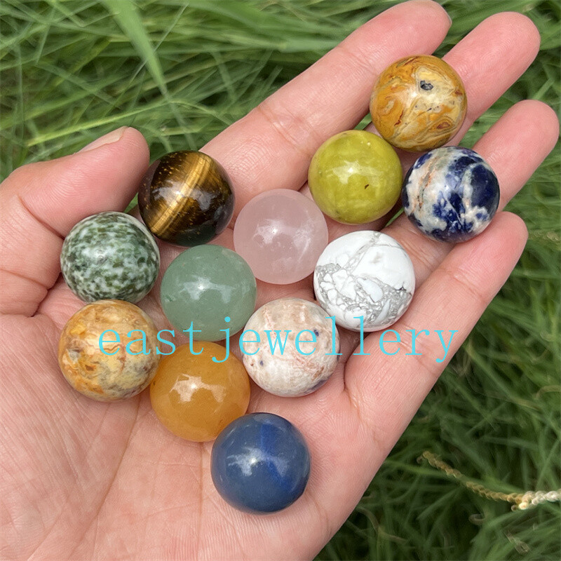 10pcs Natural Mixed Sphere Quartz Crystal Carved Ball Reiki Healing Gem 18mm+