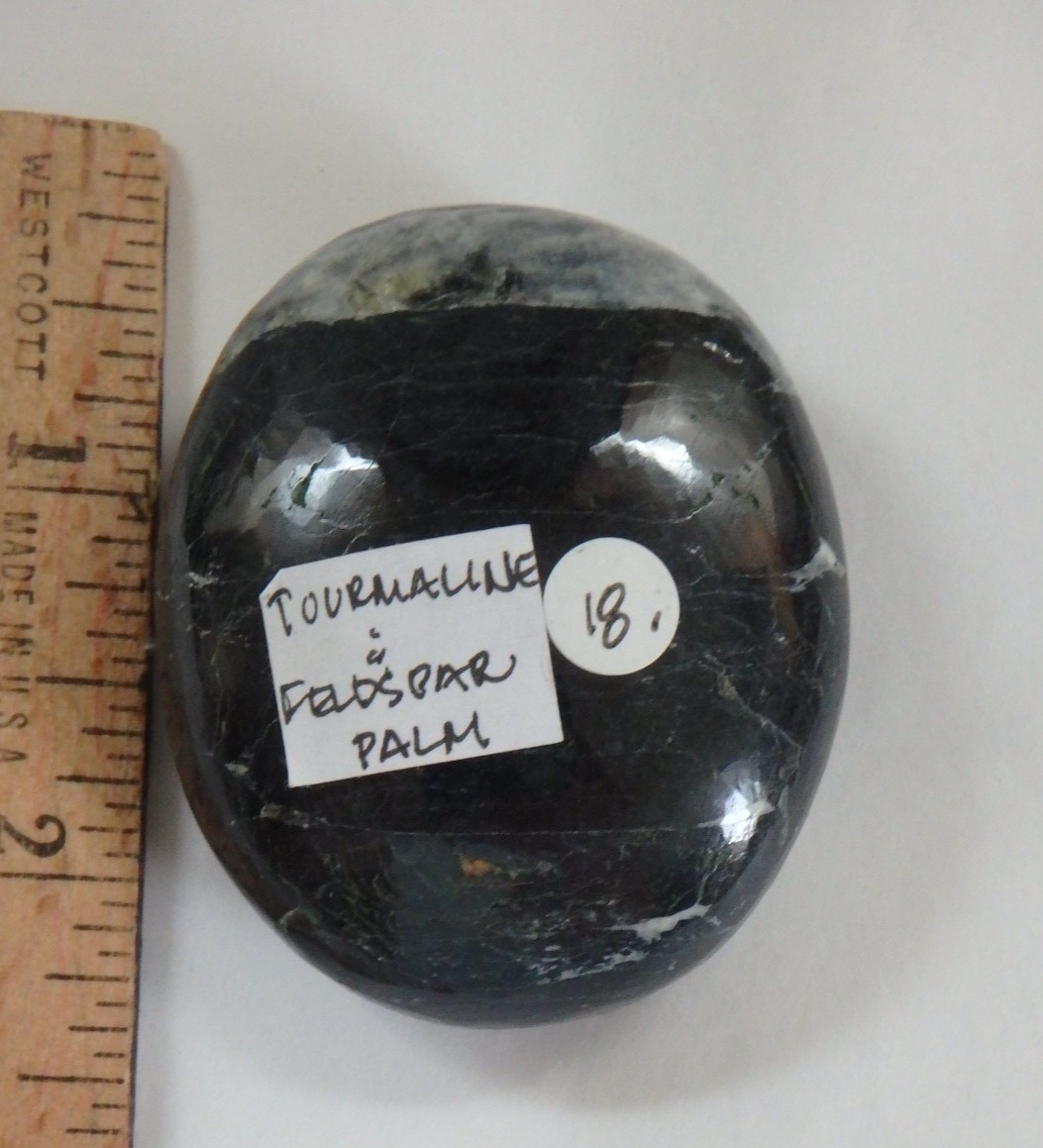 Crystal Tourmaline & Feldspar $ 18 Palm Stone Polished 81 grams Polished