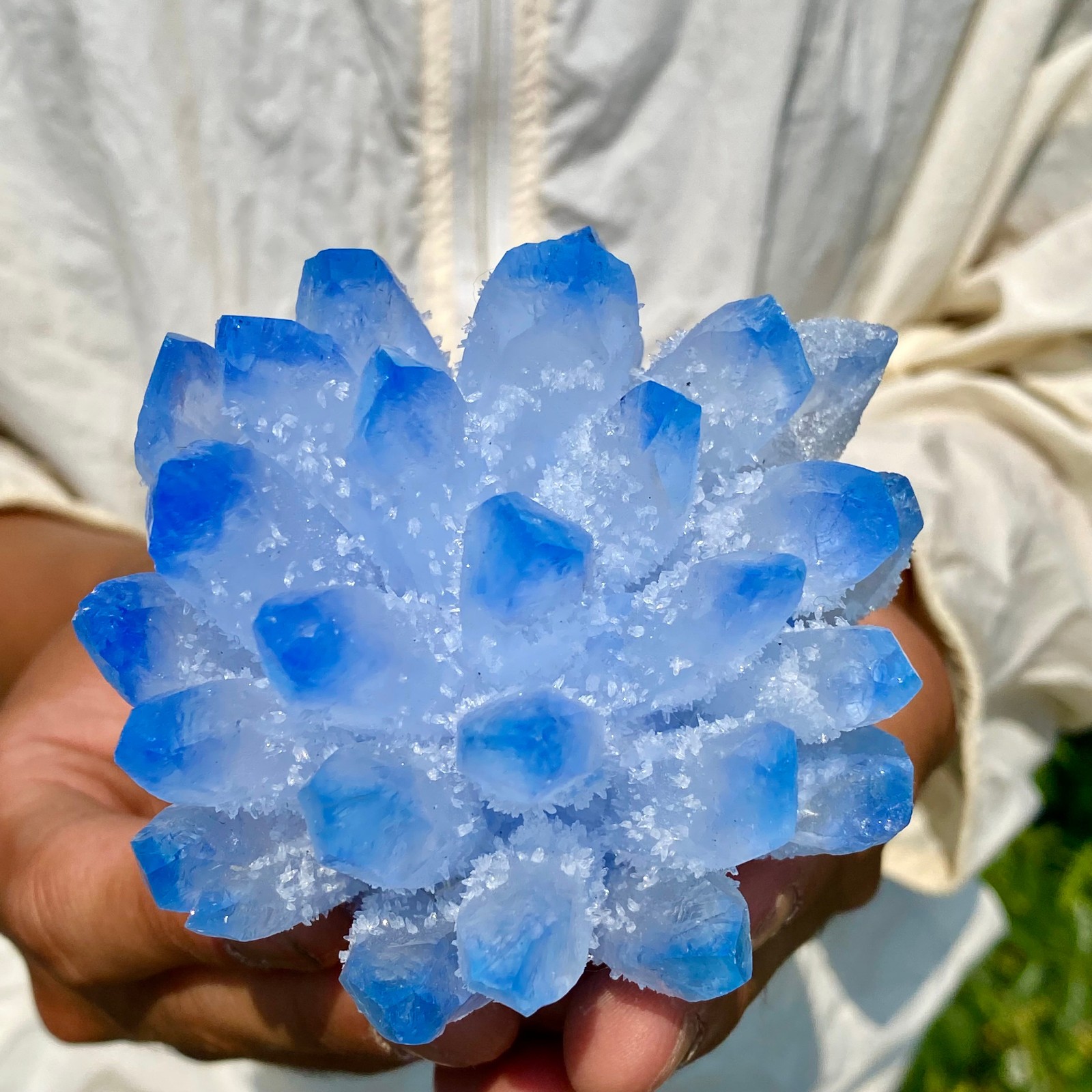 405G New Find blue Phantom Crystal Quartz Cluster Mineral Specimen Healing
