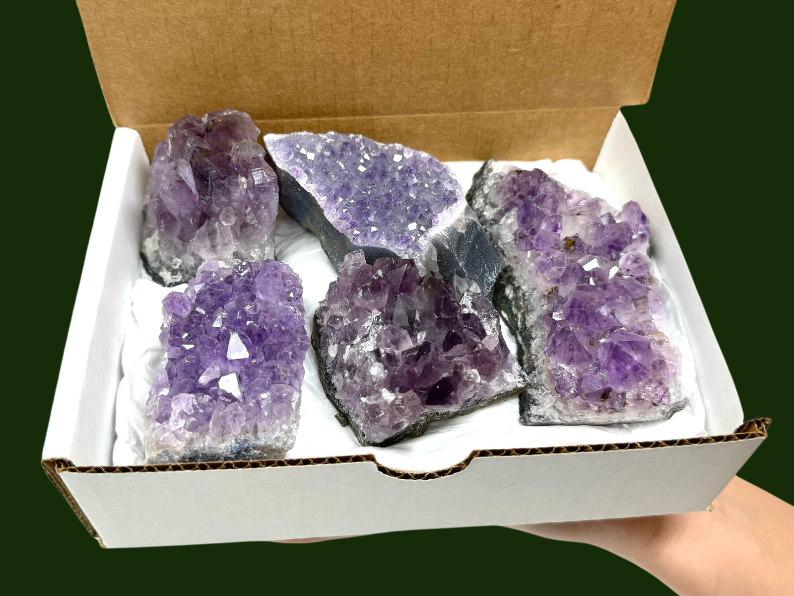 Bulk LARGE Natural Amethyst Crystal Clusters B/C Grade 2lb – 3lb: 4-5 Piece Box
