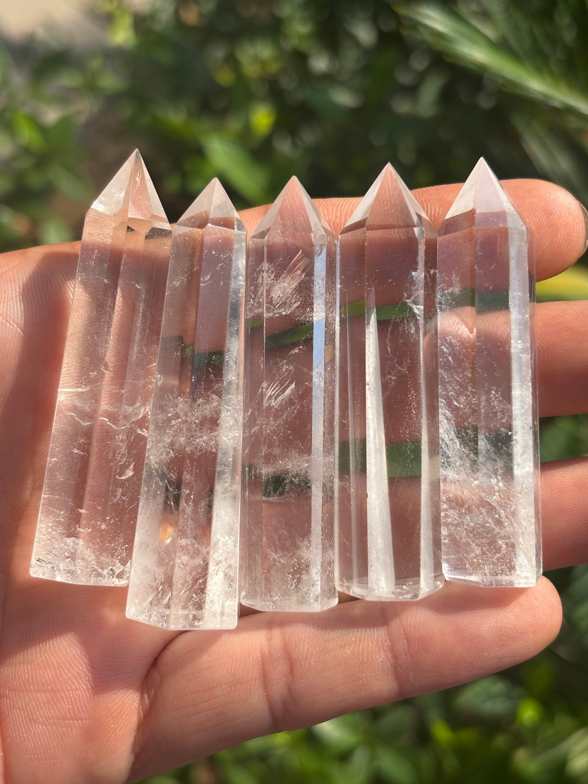 5PCS CLEAR QUARTZ SINGLE THIN PENCIL POINT WAND GEMSTONE CRYSTAL