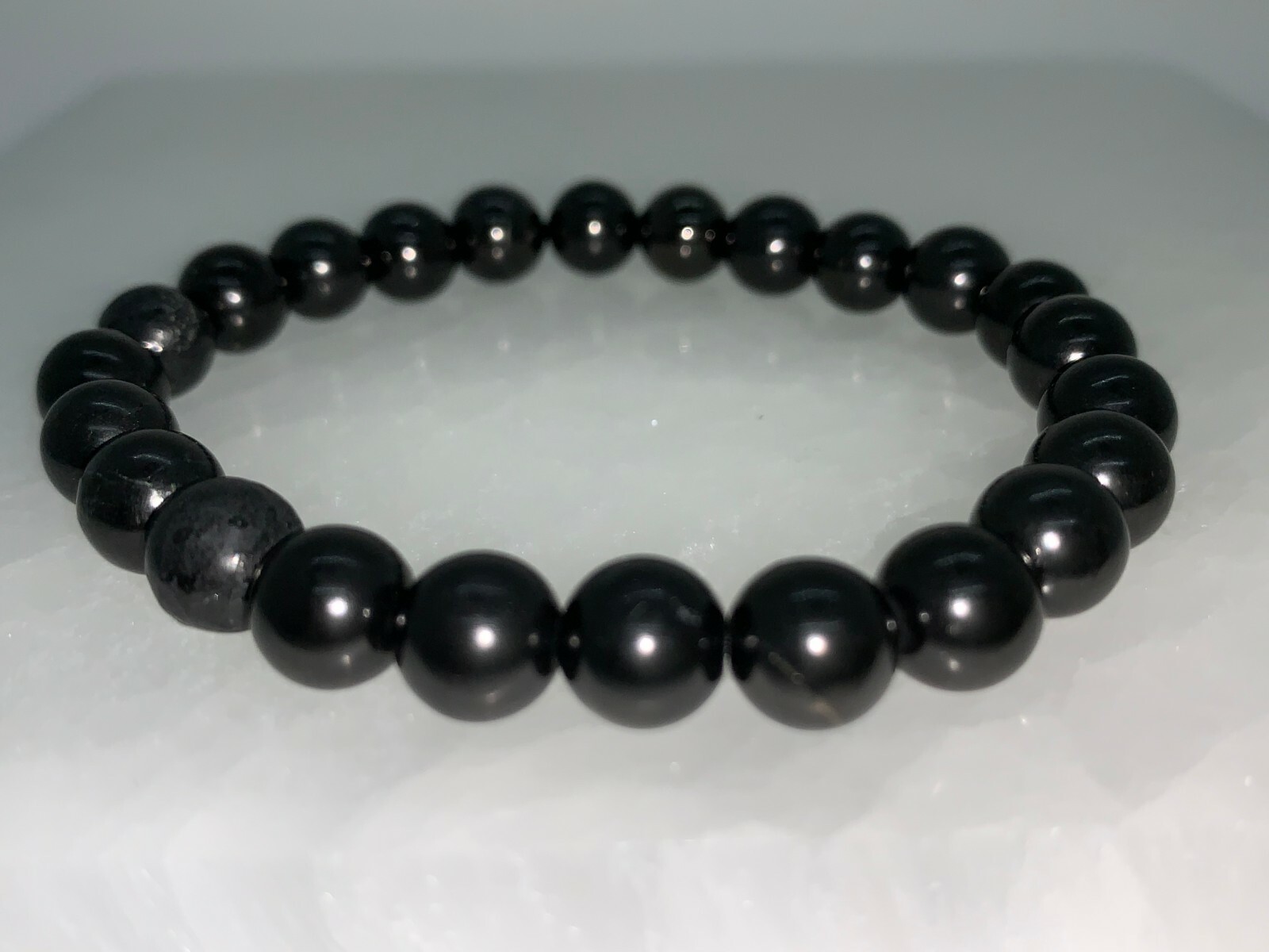 8mm Shungite Bracelet, Shungite Beads, Stretch Bracelet,Radiation EMF Protection
