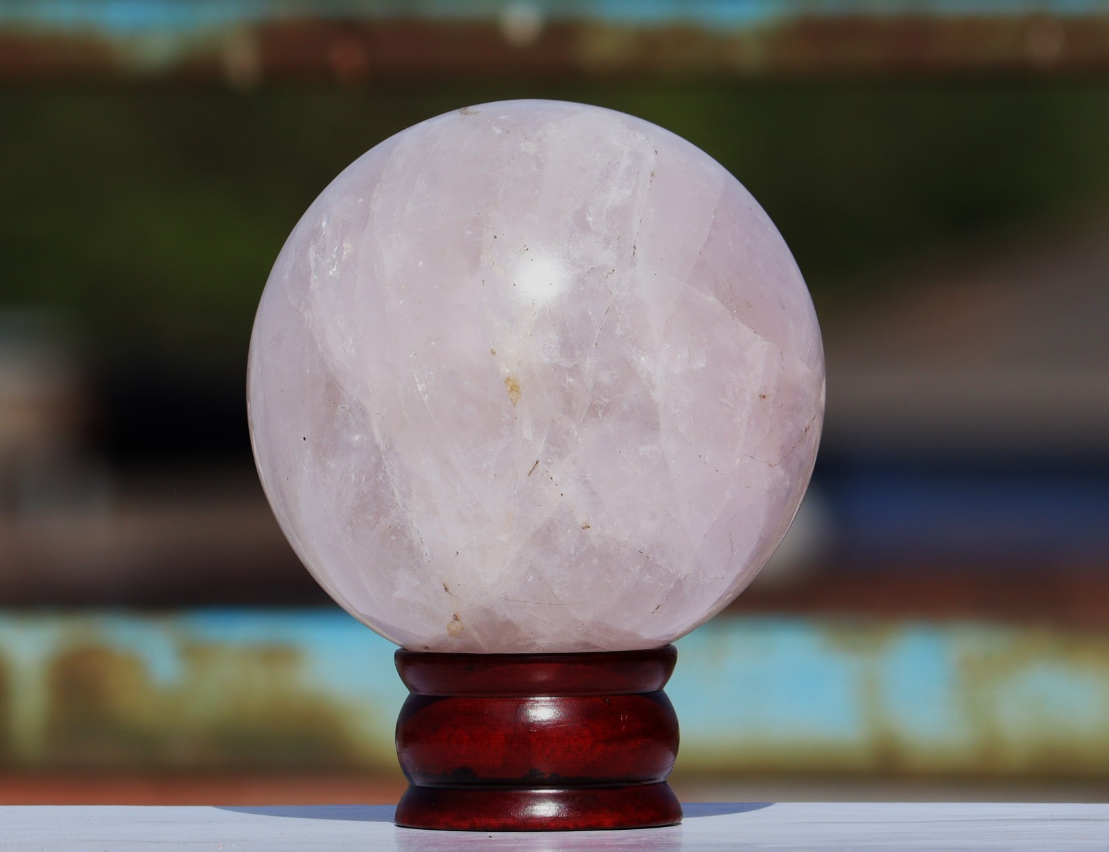 110mm Pink Rose Quartz Crystal Sphere Healing Stone Polished Ball
