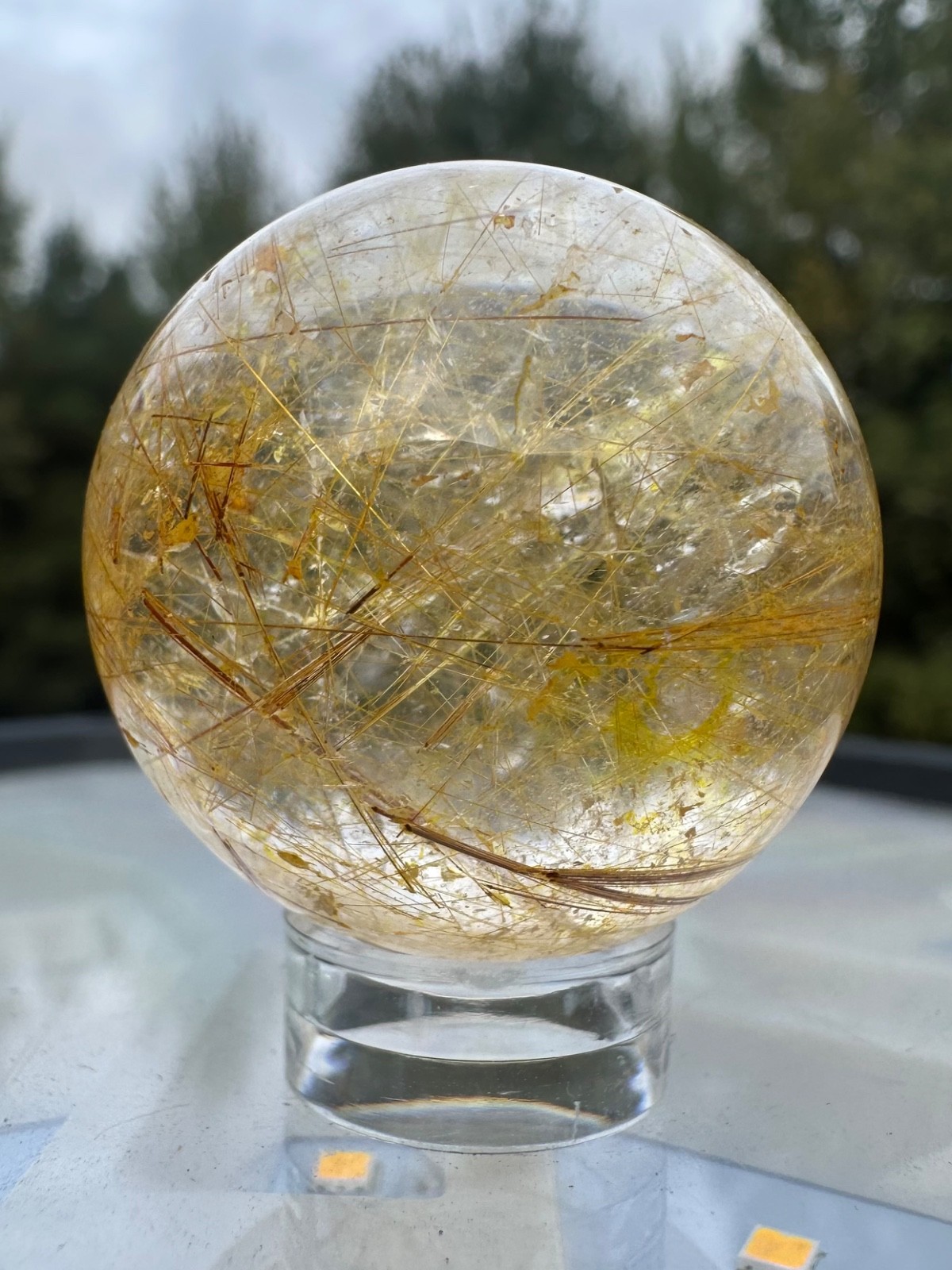 48g natural gold rutile sphere polished quartz crystal ball