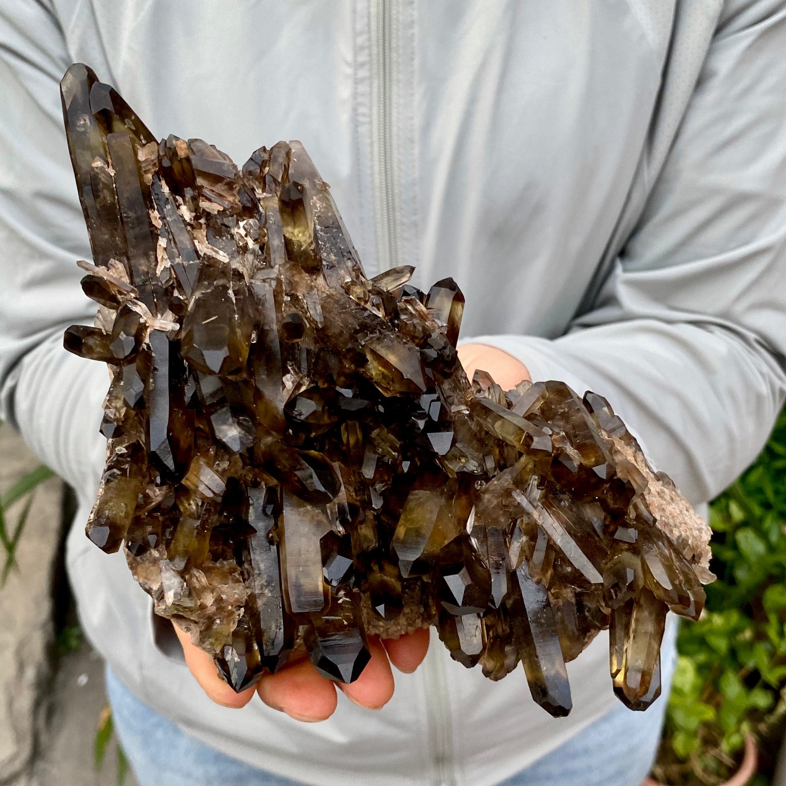 2.2LB Natural Black Smoky Quartz Crystal Cluster Raw Mineral Specimen
