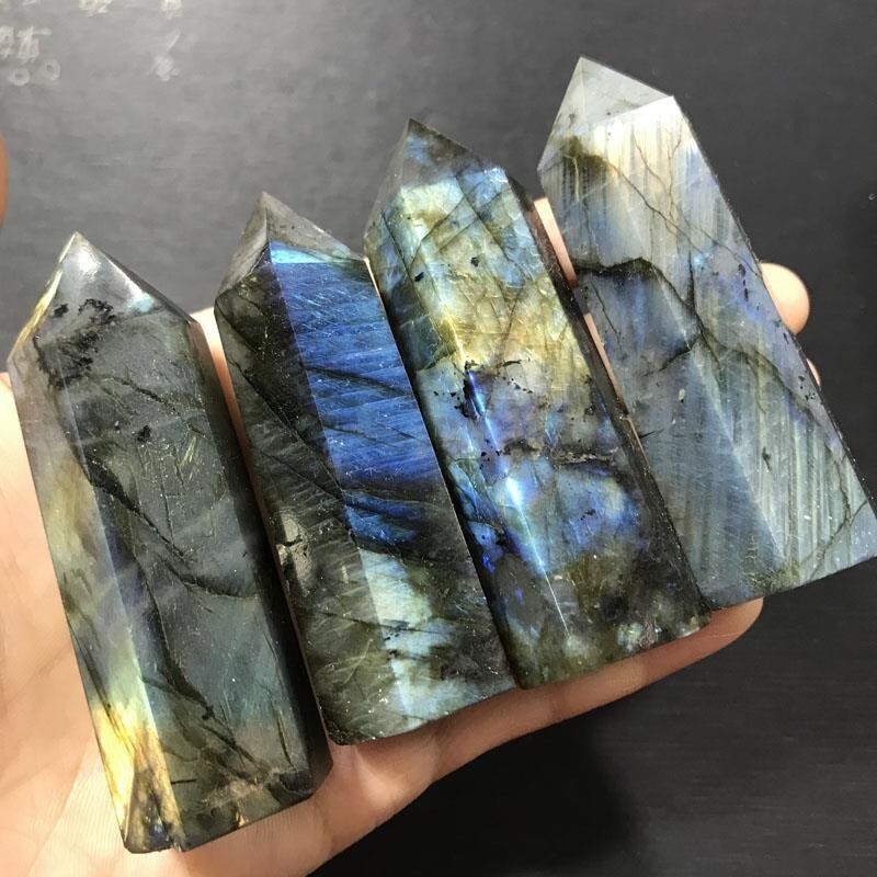 3.15″-3.54″ Natural Labradorite Crystal Tower Healing Crystal Obelisk Reiki Gift