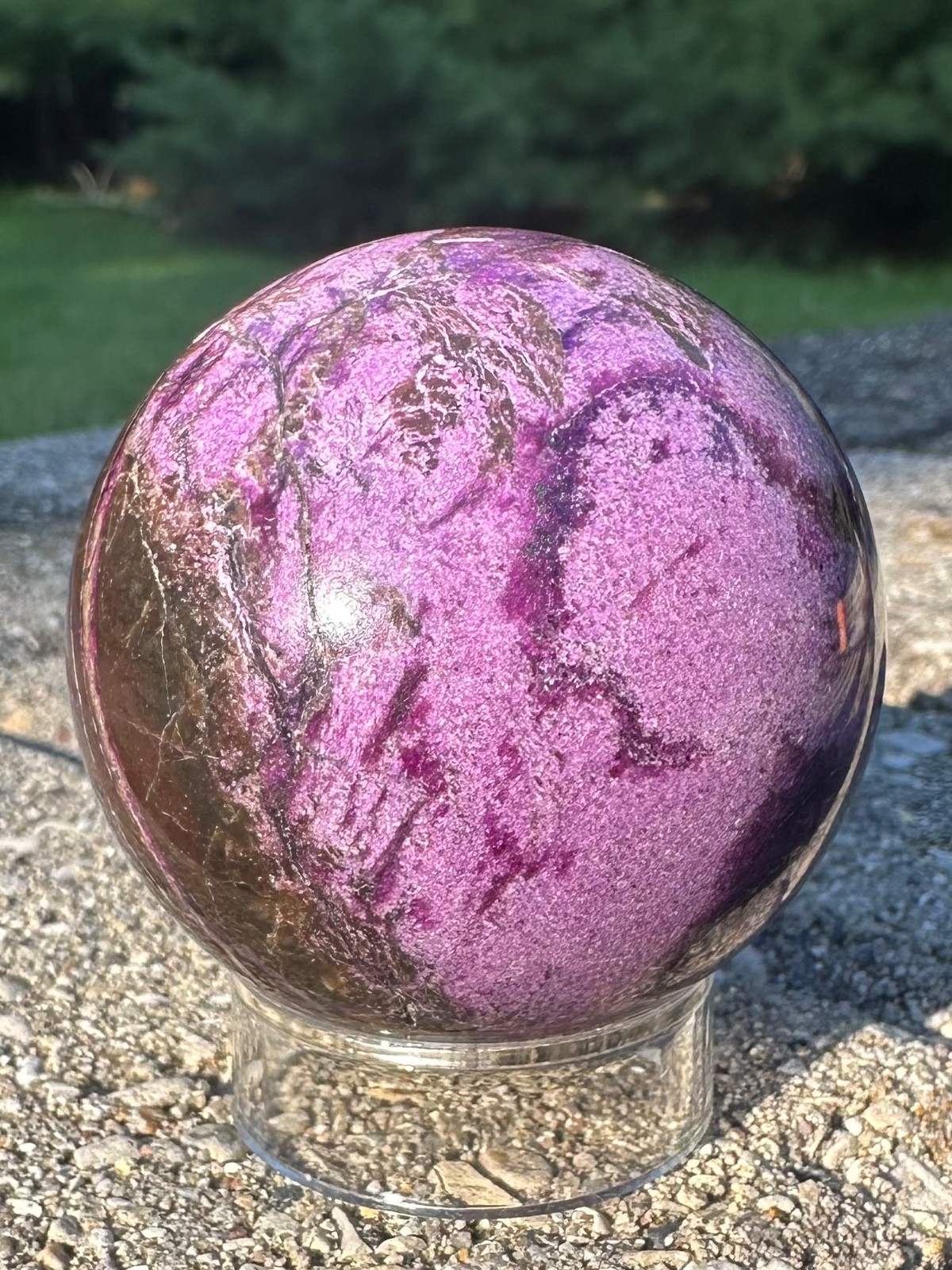 136g natural purple atlantisite stichtite sphere polished crystal ball