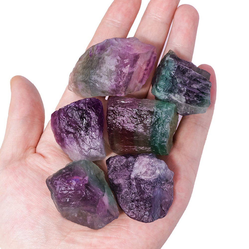 Natural Rainbow Fluorite Raw Stone Crystal Specimen Healing Meditation Decor300g