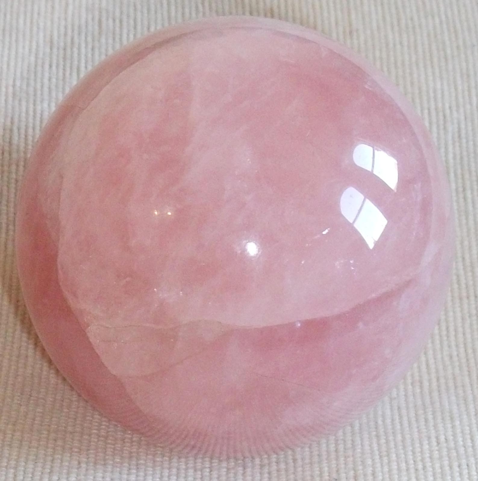 Tumbled and Polished Rose Quartz Sphere (6cm diameter / 280g)