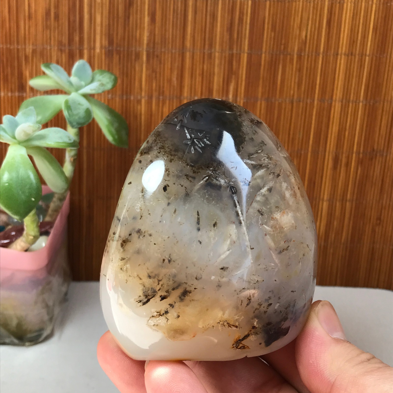 77-74-50mm Natural aquatic plants agate pretty Crystal specimens 433g A1877