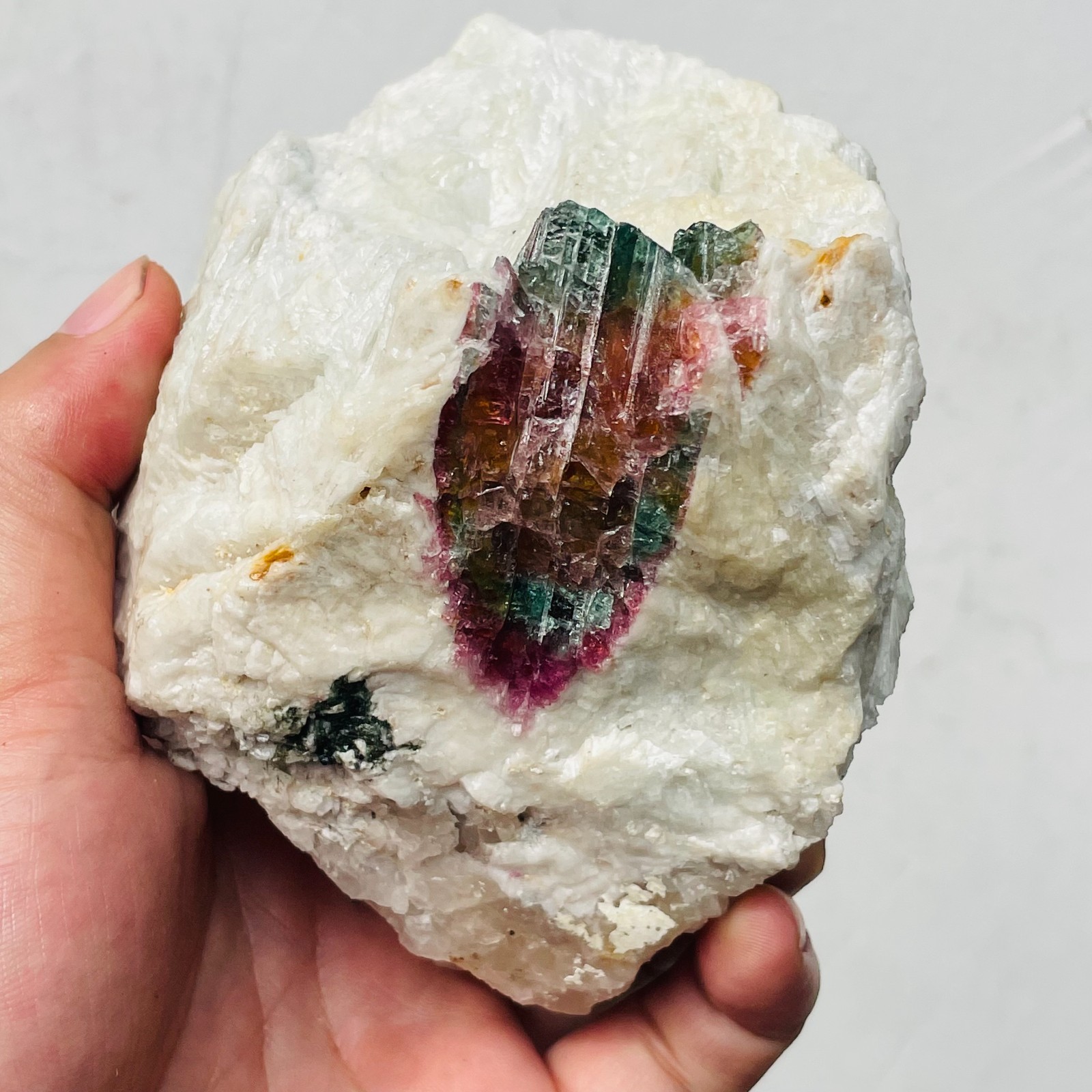 1100g Large Natural Watermelon Tourmaline Quartz Crystal Mineral Rough Specimen