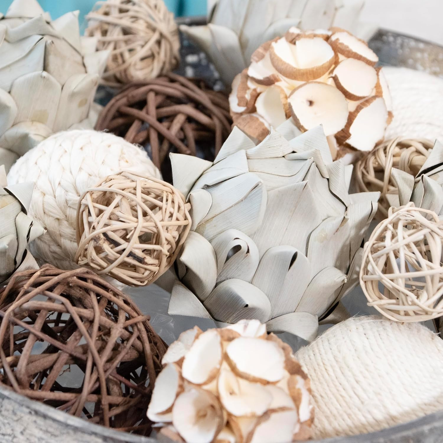 ANDALUCA Decorative Balls Bag Bowl Filler Home Decor (Artichoke) Beige