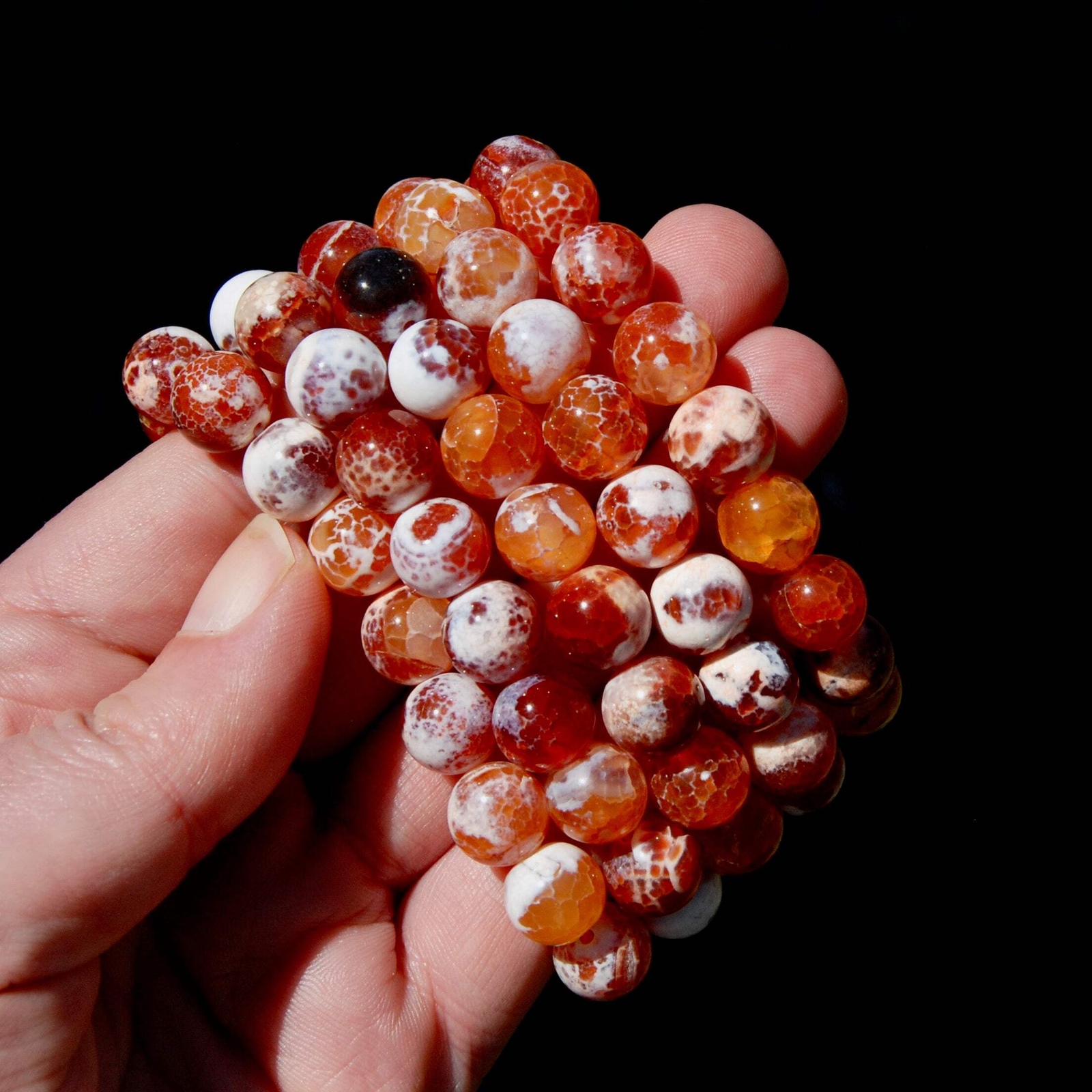 Mexican Fire Agate Crystal Bracelet, 10mm Beads