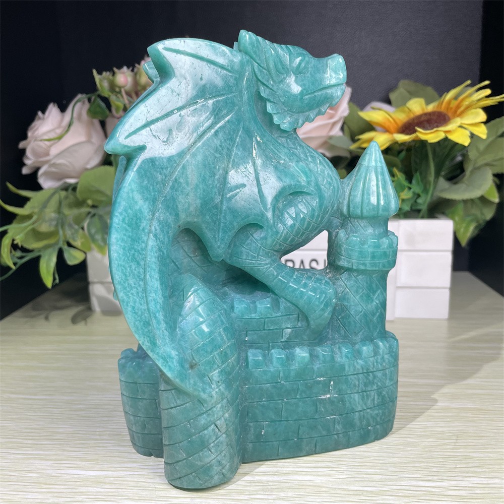 6.4″ 3.8LB A+Natural Amazonite Dragon Crystal Carving Quartz Reiki Decor Gift