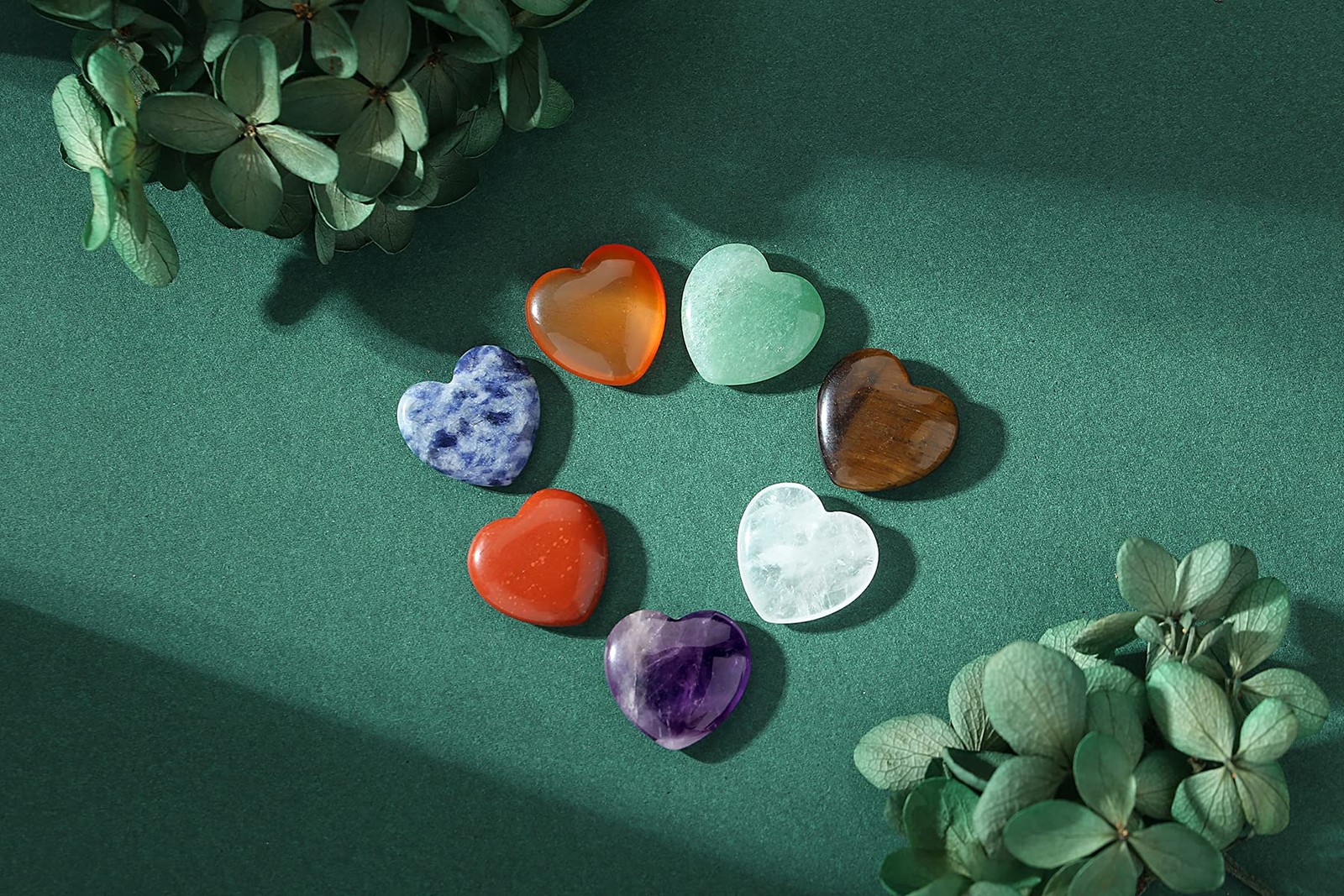 7 Chakra Heart Crystals Set Healing Stones Polished Gemstones