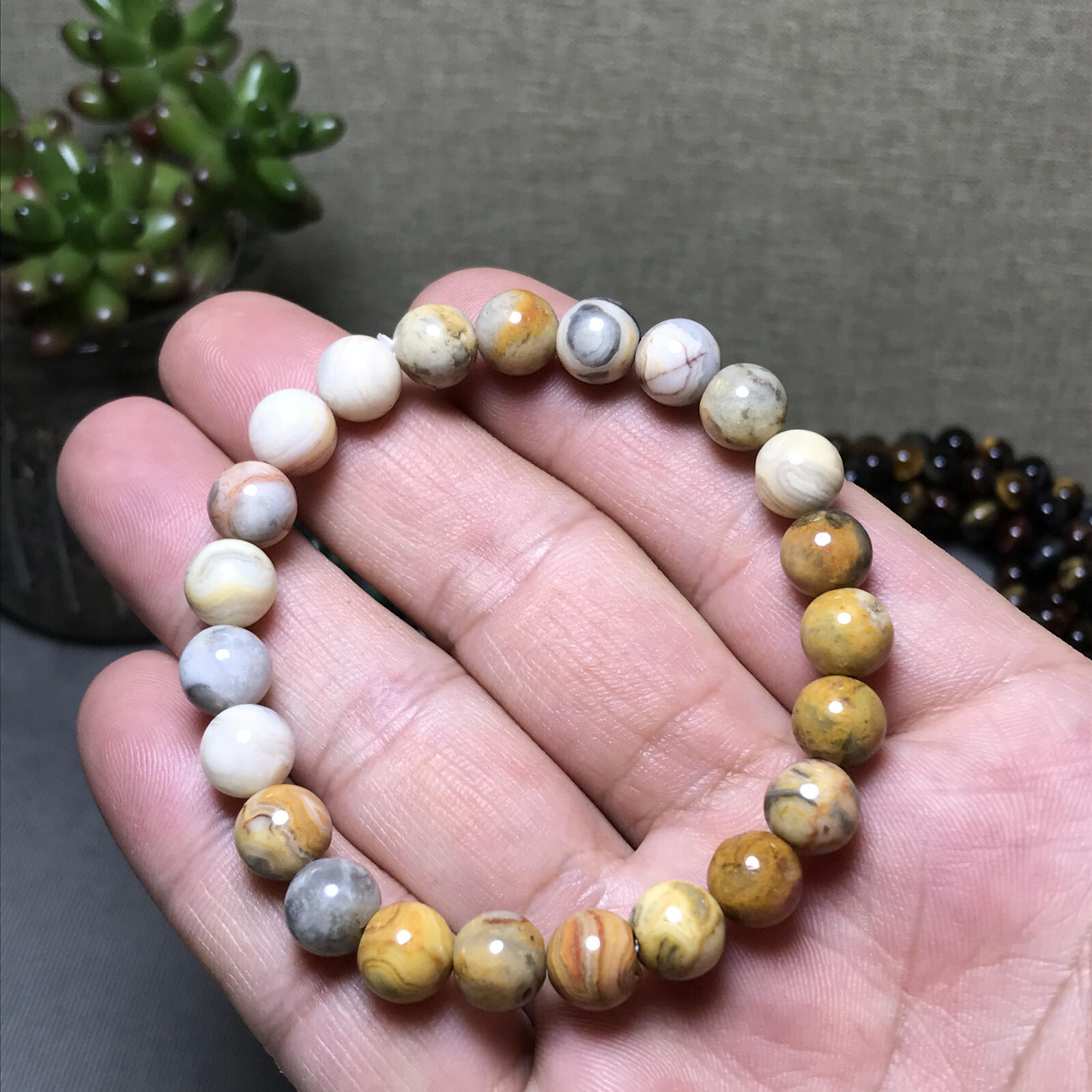 10Pcs Wholesal Natural Crazy agate bracelets Crystal ball sphere 8mm