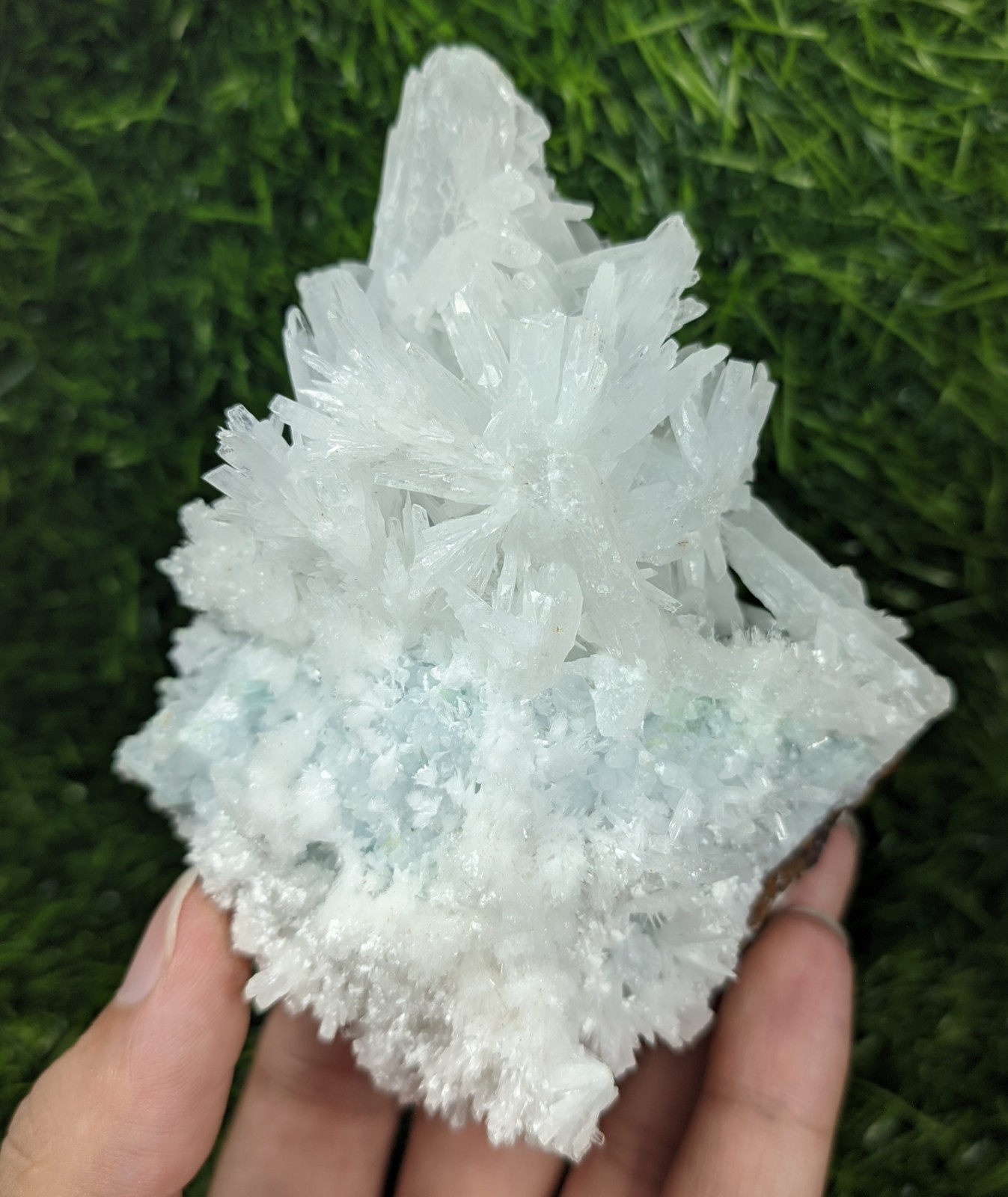 New Find White Aragonite with Blue Malachite on Matrix Limonite, Specimen – Pak.