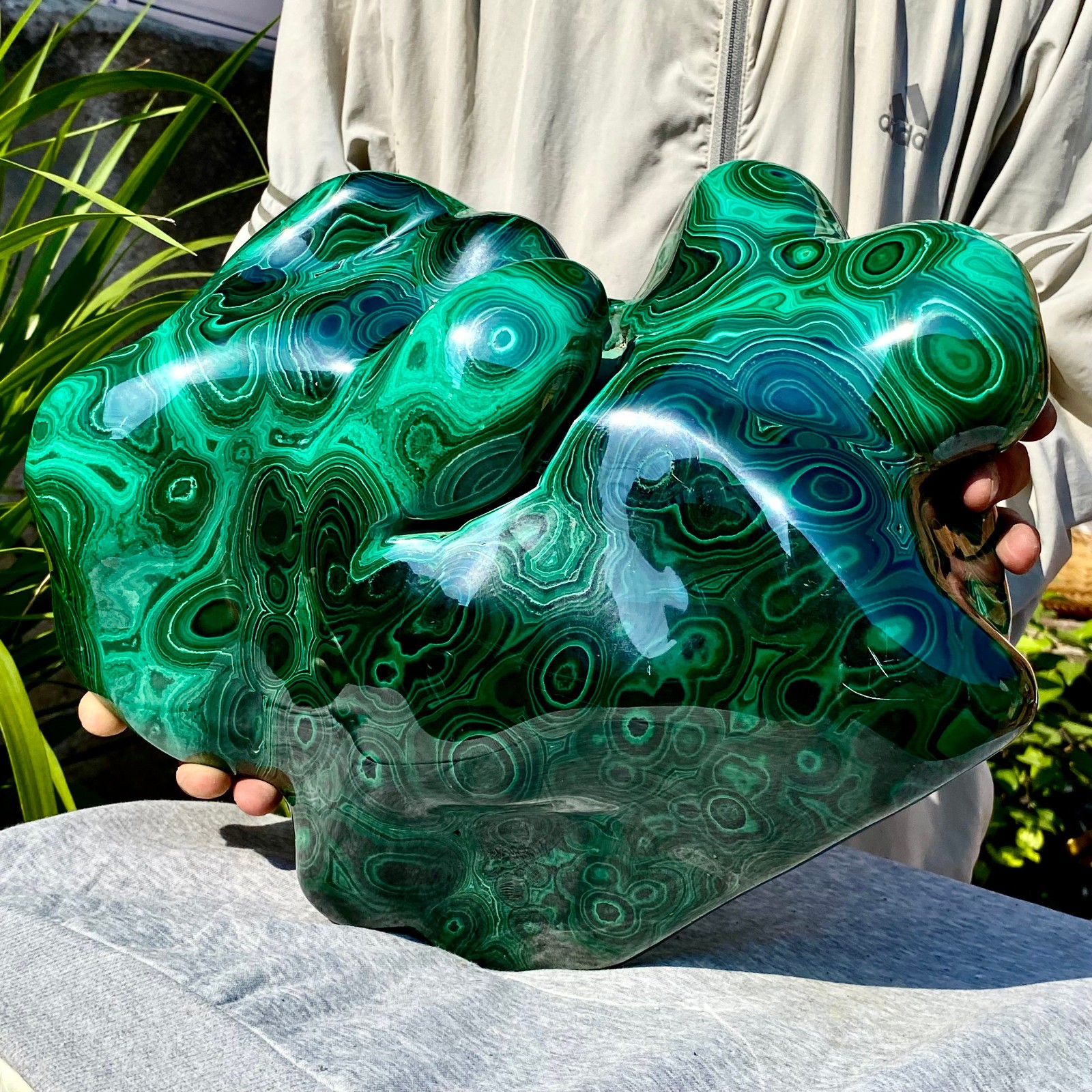 35.38LB Natural glossy Malachite transparent cluster rough mineral sample
