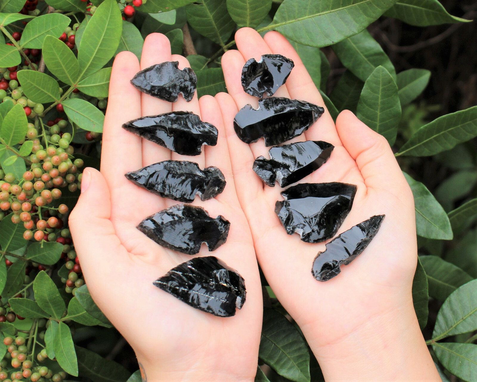 Black Obsidian Arrowheads, Black Obsidian Crystals, Obsidian Stone Arrowheads