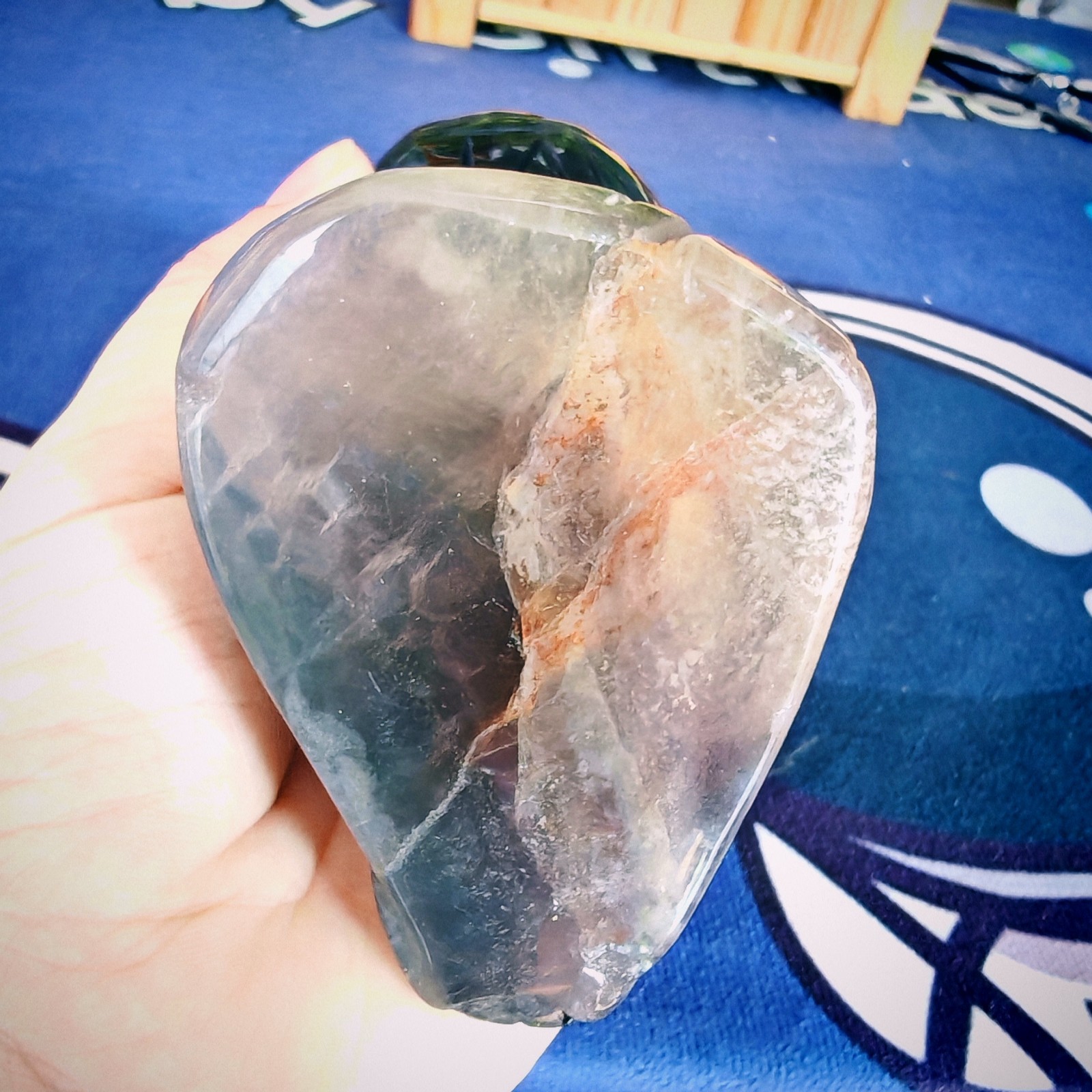 2.42LB Hand Carved Fluorite Owl Statue Unique Crystal Figurine Collect healing