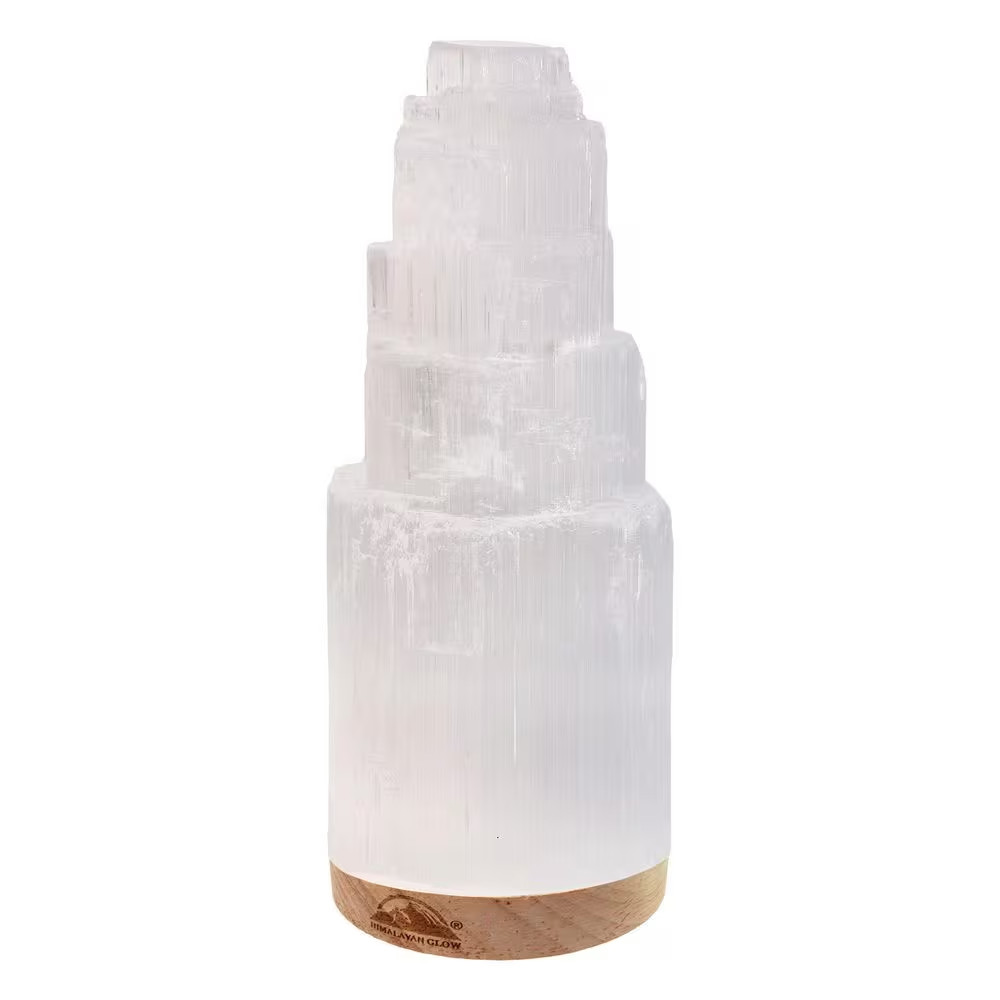 WBM 9 In. Crystal Selenite LED Lamp with USB Port (6-8 Lbs.)