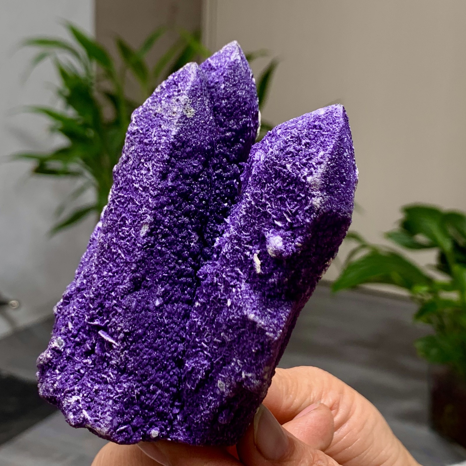 449G Natural purple fluorite wrapped candle crystal cluster mineral crystals