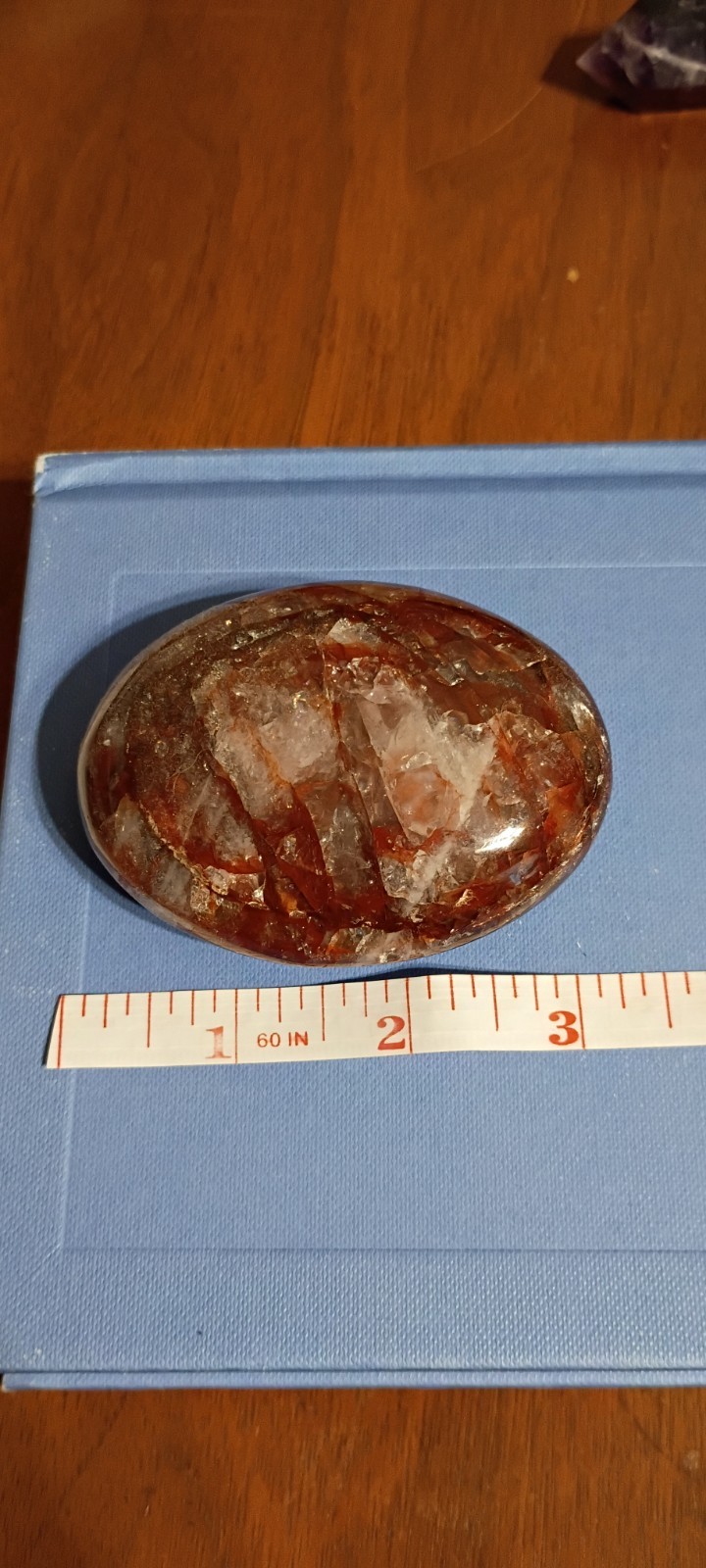 Large Fire Quartz Palm Stone; Red Crystal