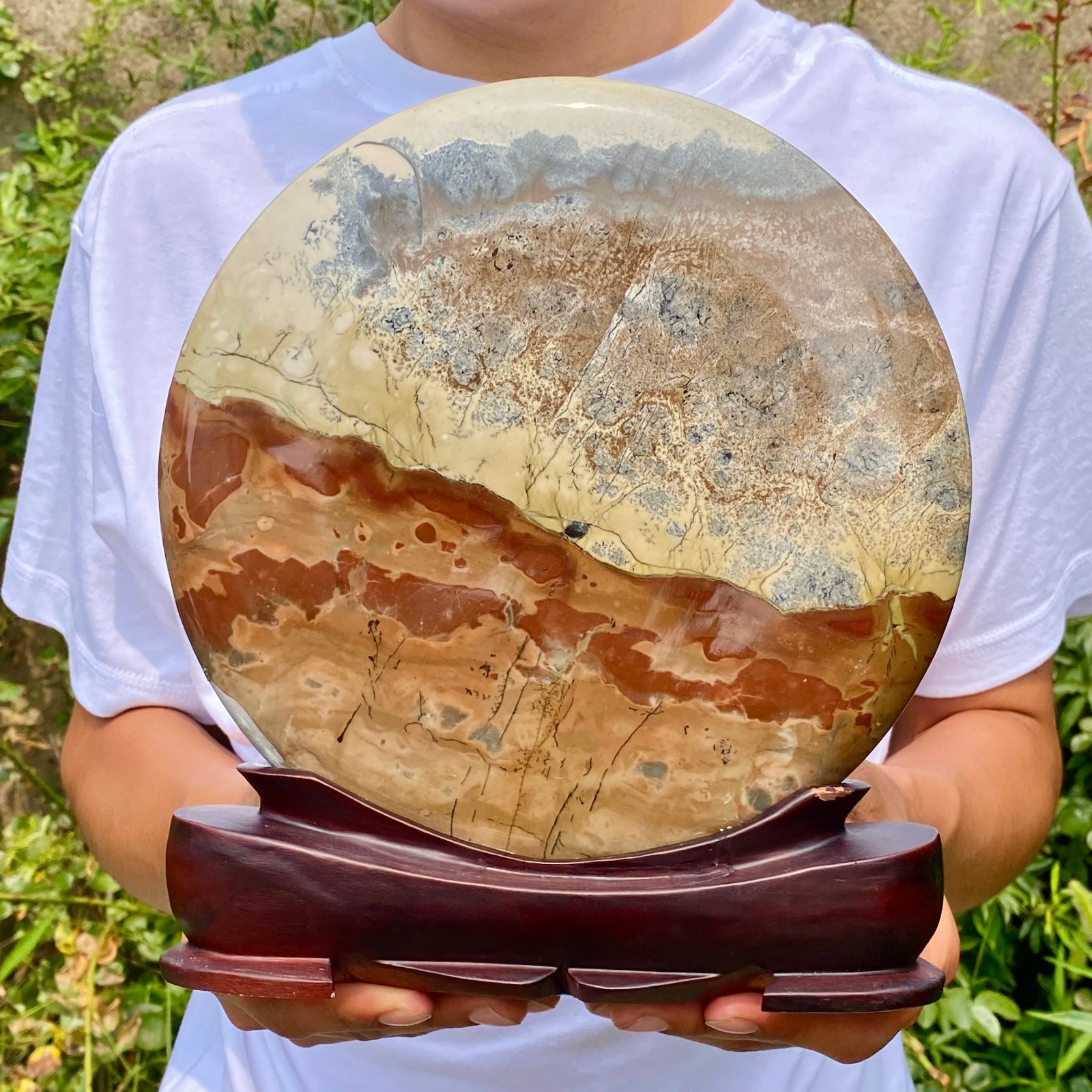 7.5LB Natural Chinese tree shaped limestone image stone national flower ornament