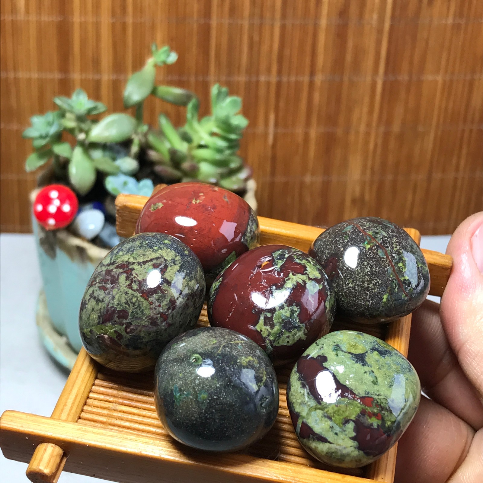 6pcs Natural Dragon blood Crystal gemstone Polish Mineral Specimen Tumbled A5579