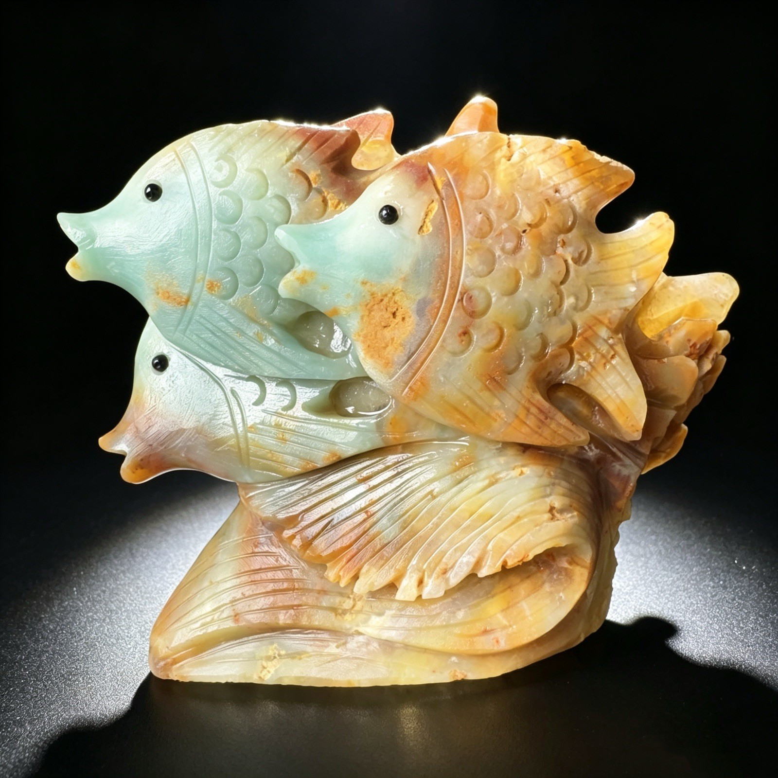 Hand Carved Natural Amazonite Octopus Figurine Stone Sea Creature Sculpture