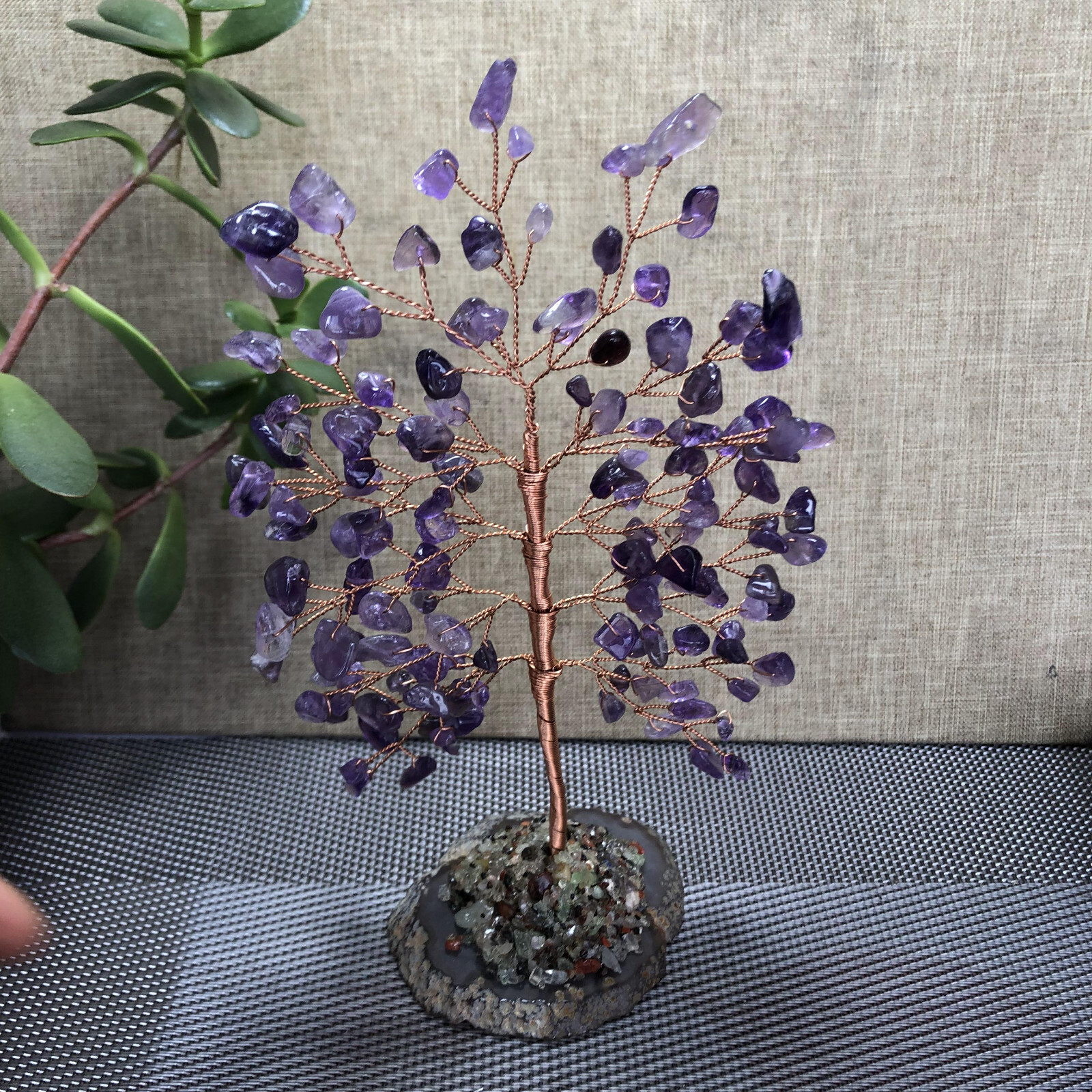 Natural beautiful crystal hand woven tree home decoration gift Dream Amethyst 18