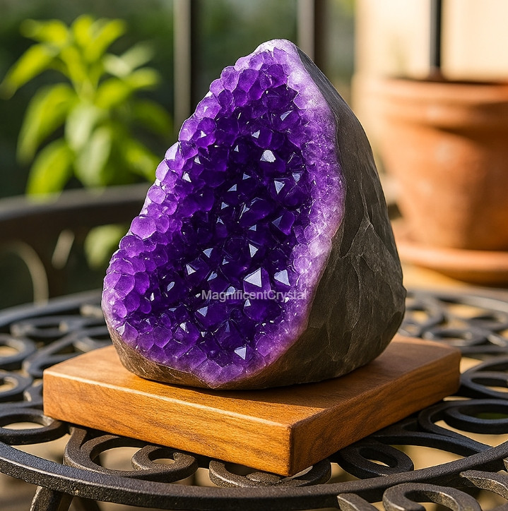 Amethyst Geode Cluster Purple Phantom Quartz Crystal Healing Reiki Art Decor