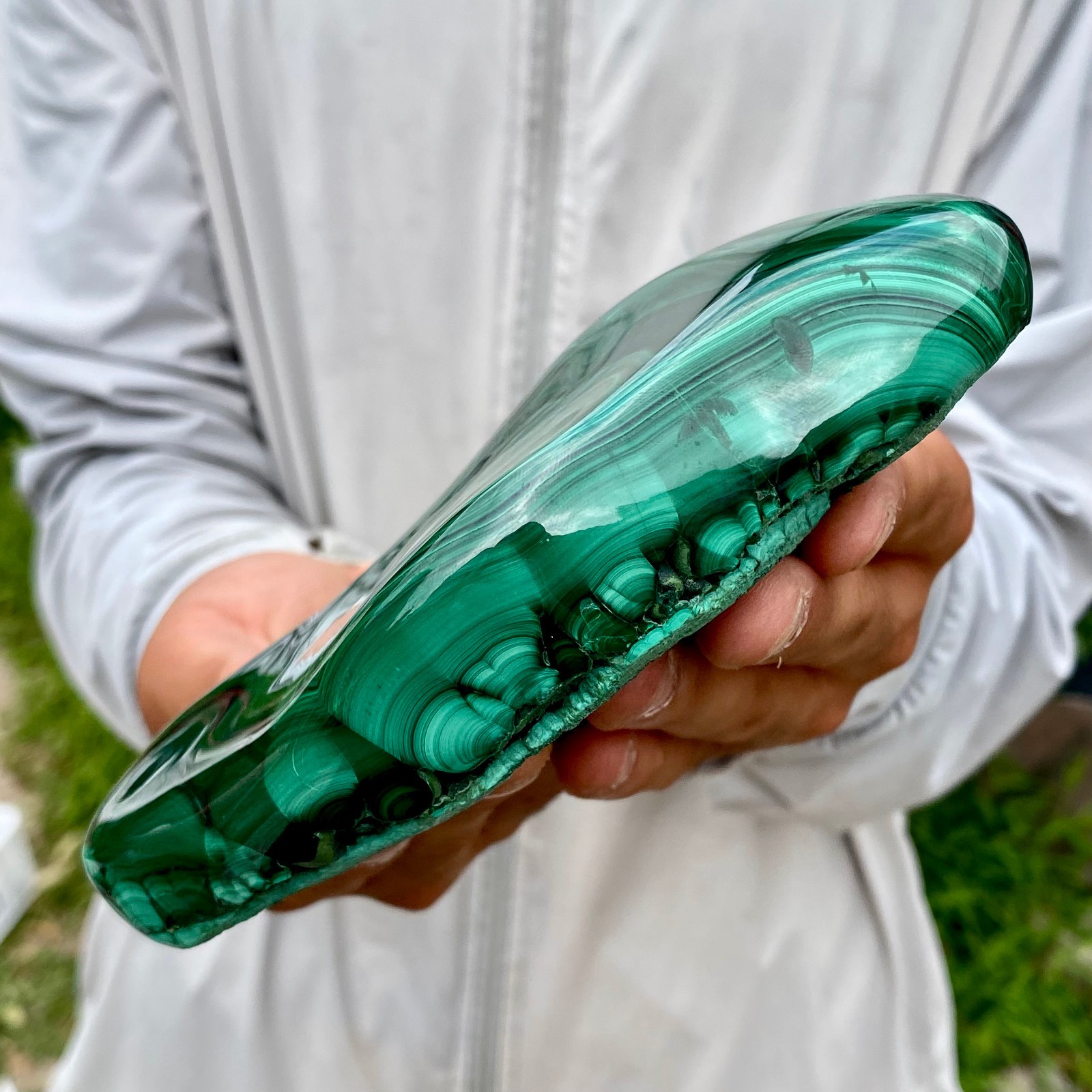 2.53LB Natural Glossy Malachite Cat Eye Transparent Cluster Rough Mineral Sample