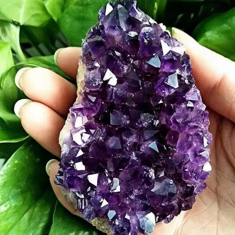 Natural Purple Amethyst Cluster Quartz Crystal Druzy Geode Healing Stone Reiki
