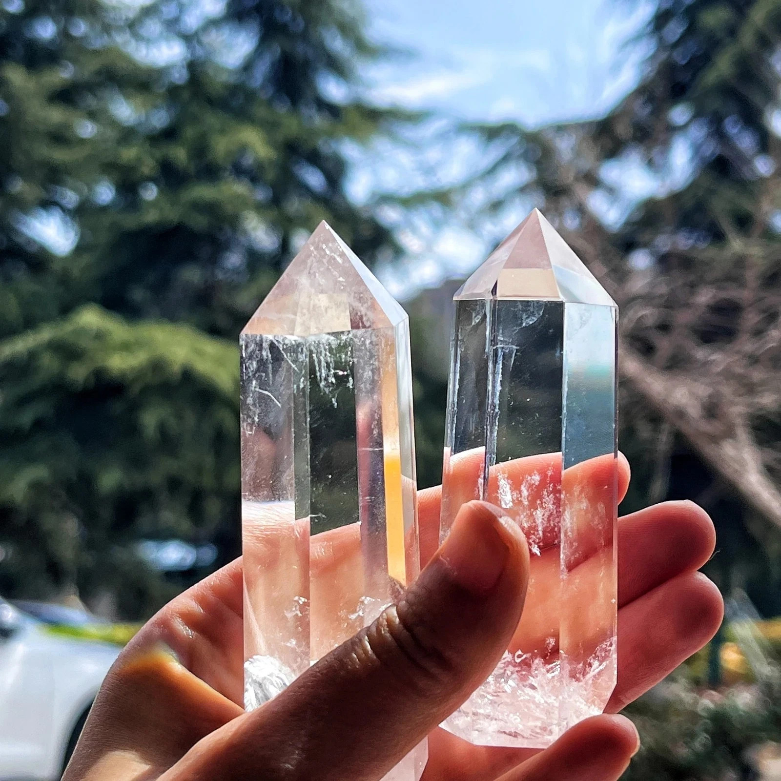 Natural Clear Quartz Tower Point White Quartz Crystal Healing Obelisk Home Decor