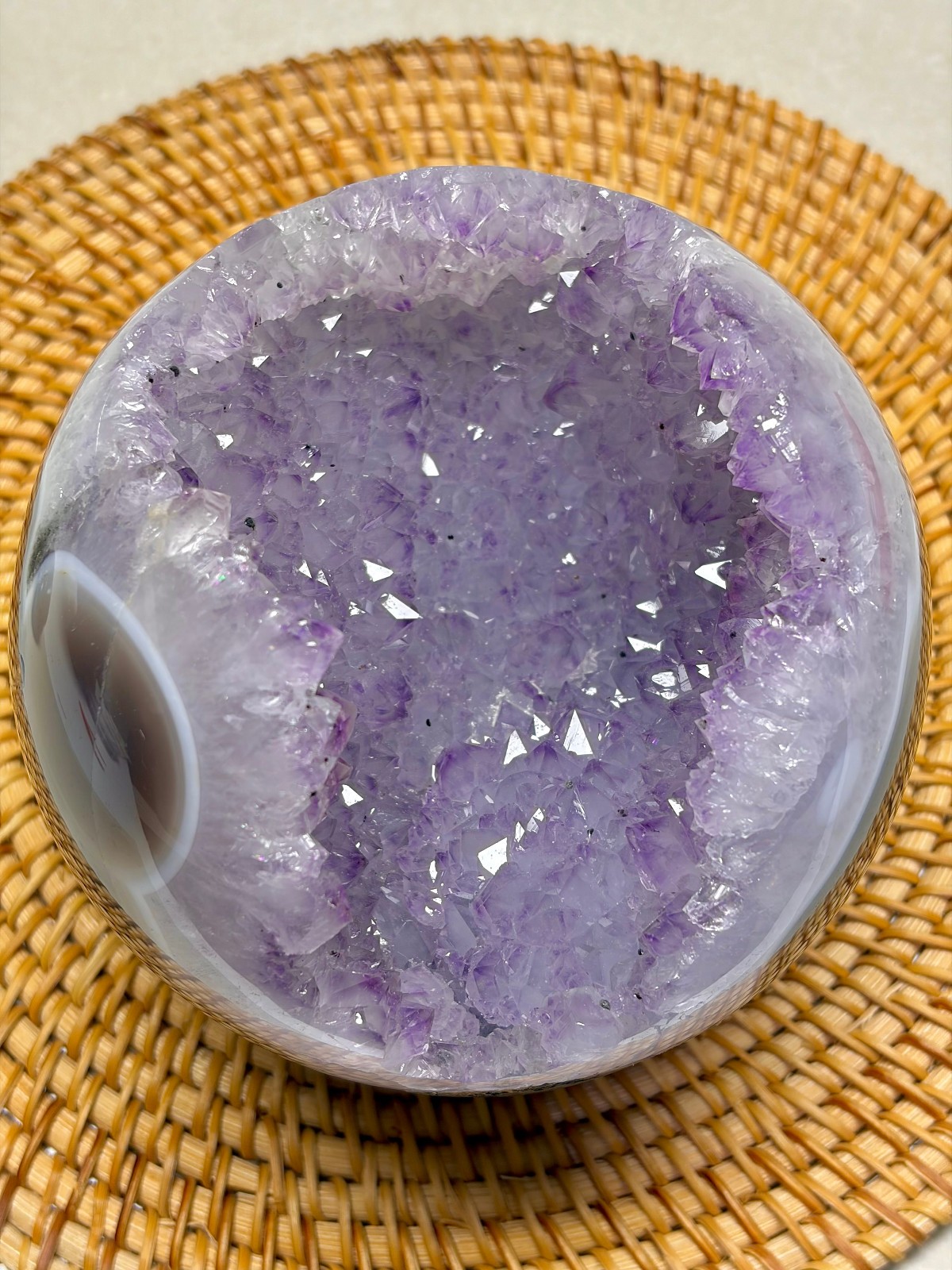 4.3 lb Natural Amethyst Geode Sphere Crystal Druzy Ball Polished Agate Decor