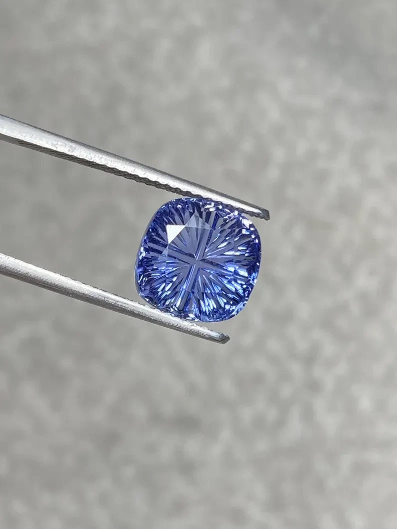 Lab Grown Blue Sapphire Cushion Fantasy Cut Gemstone 5.30 Ct (9x9mm)