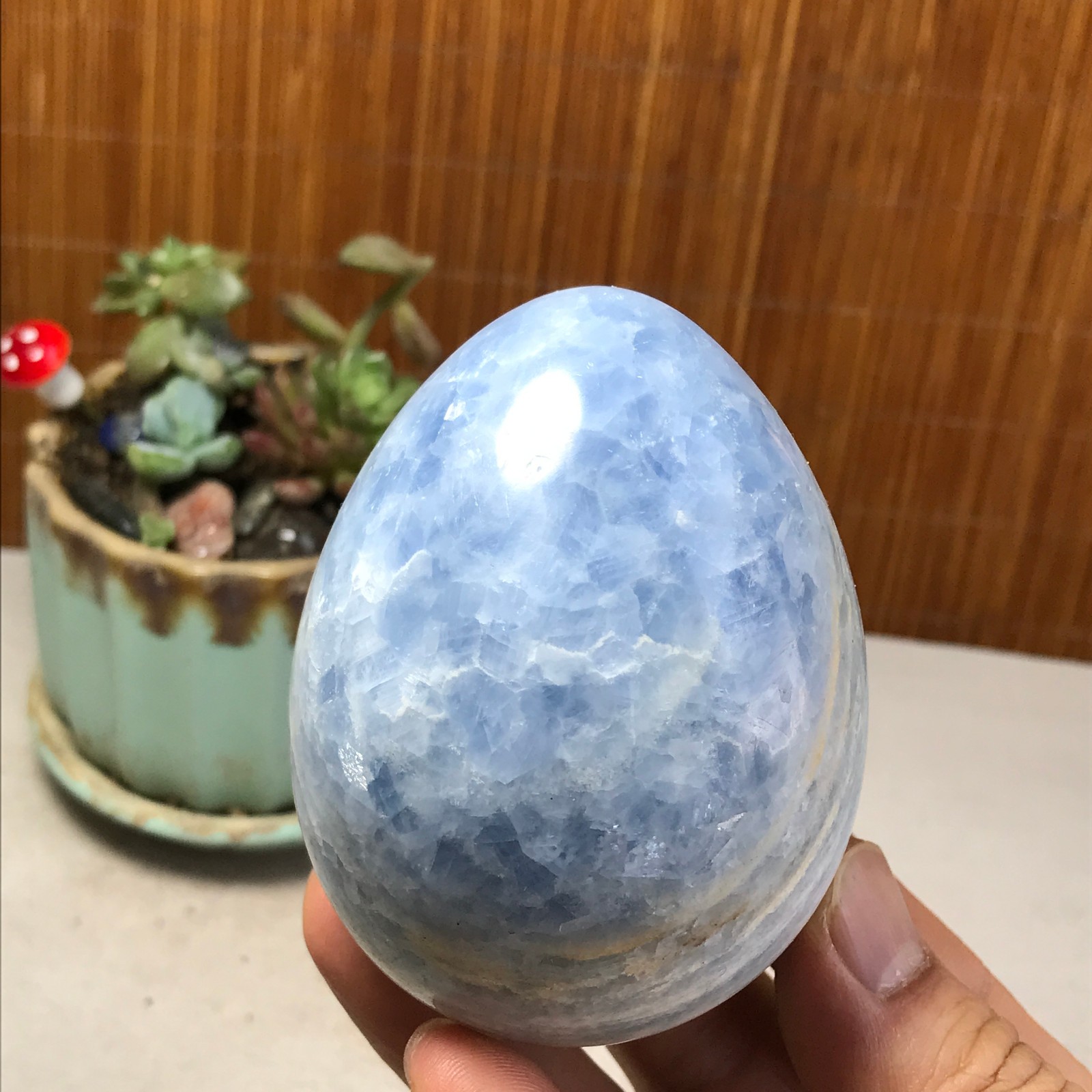80-60-60mm NATURAL Blue Celestite egg quartz Crystal Healing gift 430g A5212
