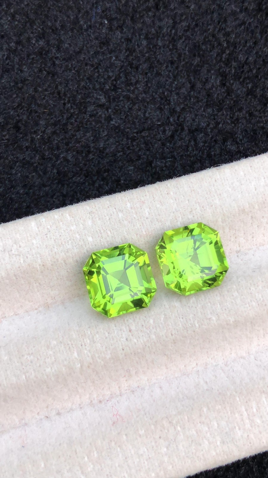 6.15ct Natural Pakistan Peridot Pair Fine Square Octagon Cut Matching loose gems