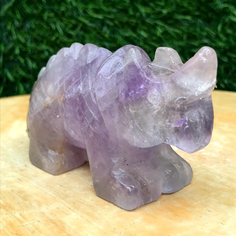 250G Natural Amethyst Crystal Hand Carved Triangle Dragon Healing