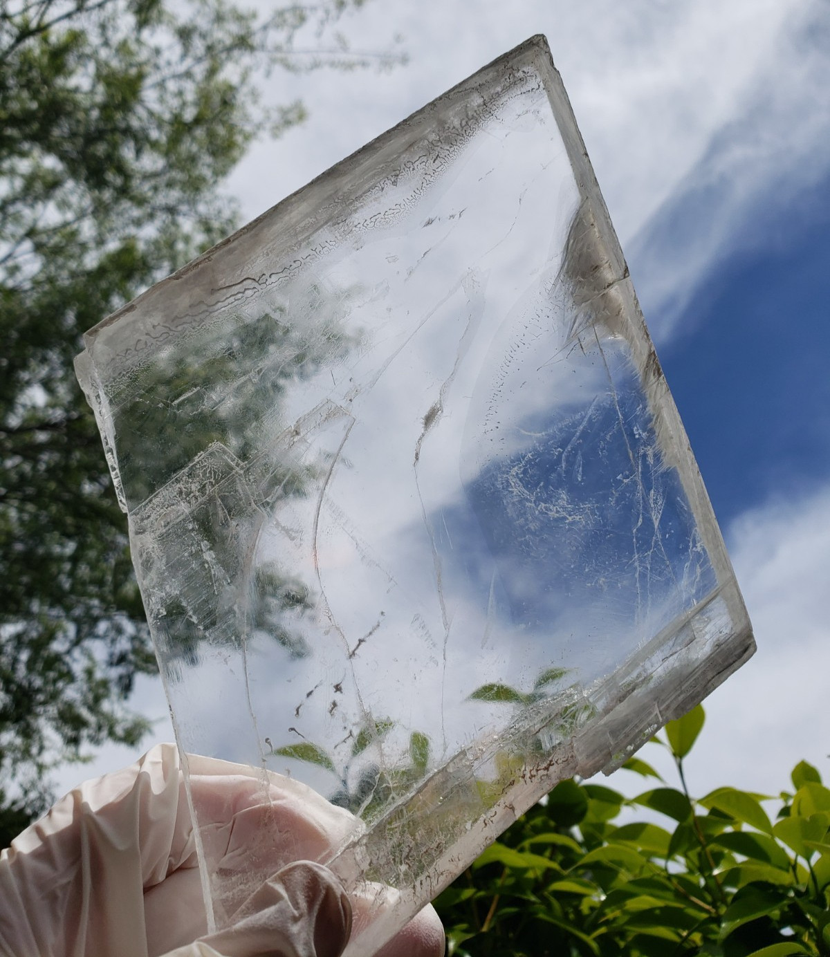 7″ HIGH QUALITY Raw Natural Clear Transparent Selenite Slab Slice Plate, 651g