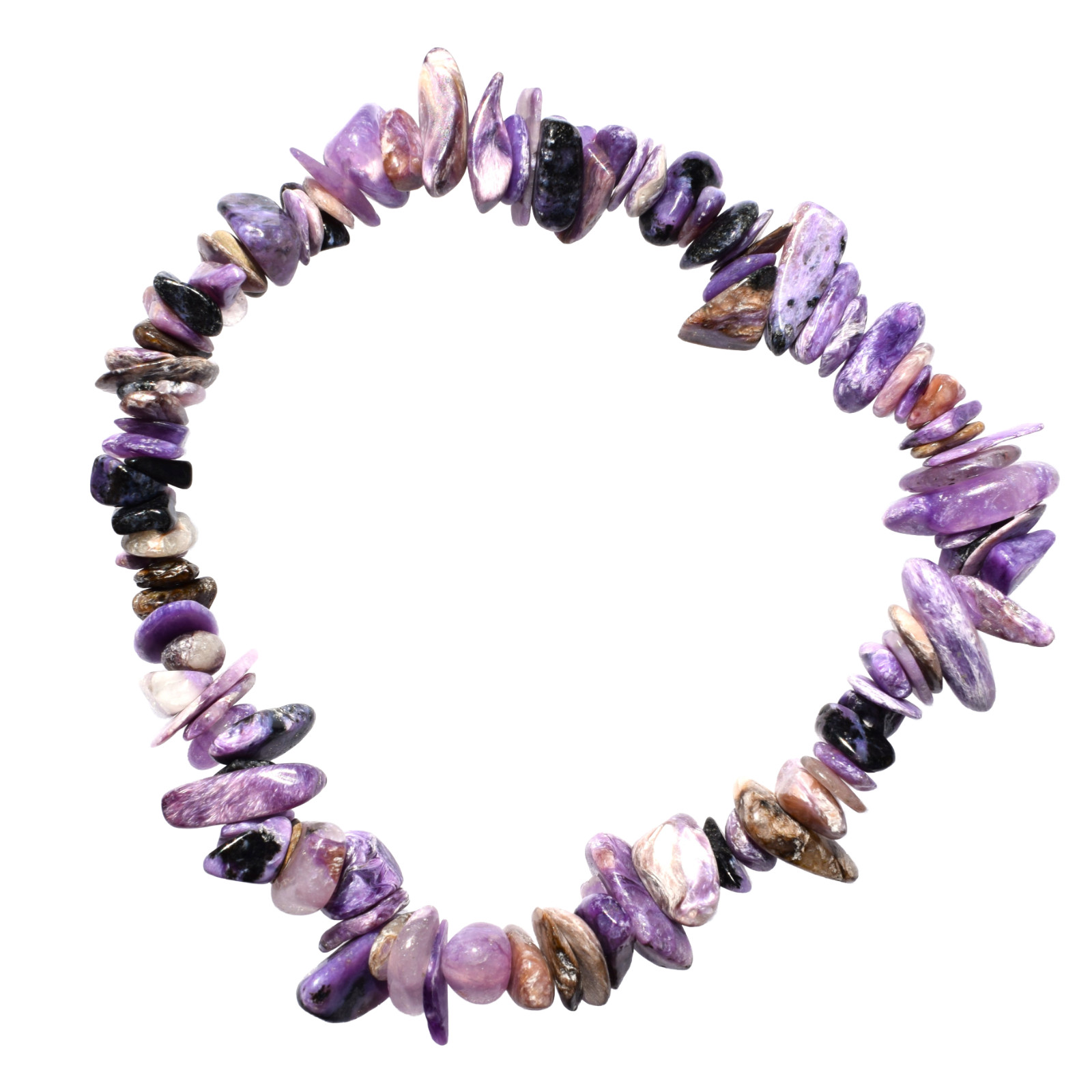Premium CHARGED Charoite Crystal Chip Bead Bracelet Stretchy ENERGY REIKI