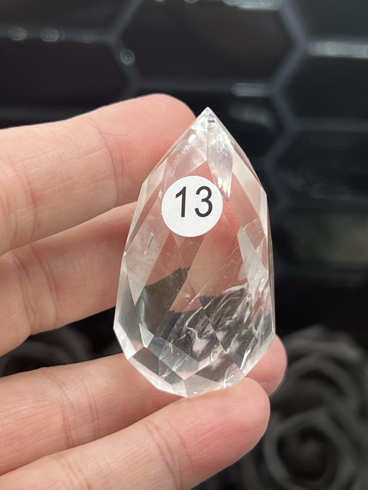 Natural Clear Quartz Faceted Egg HQ Self standing L@@K Free ship & Gift